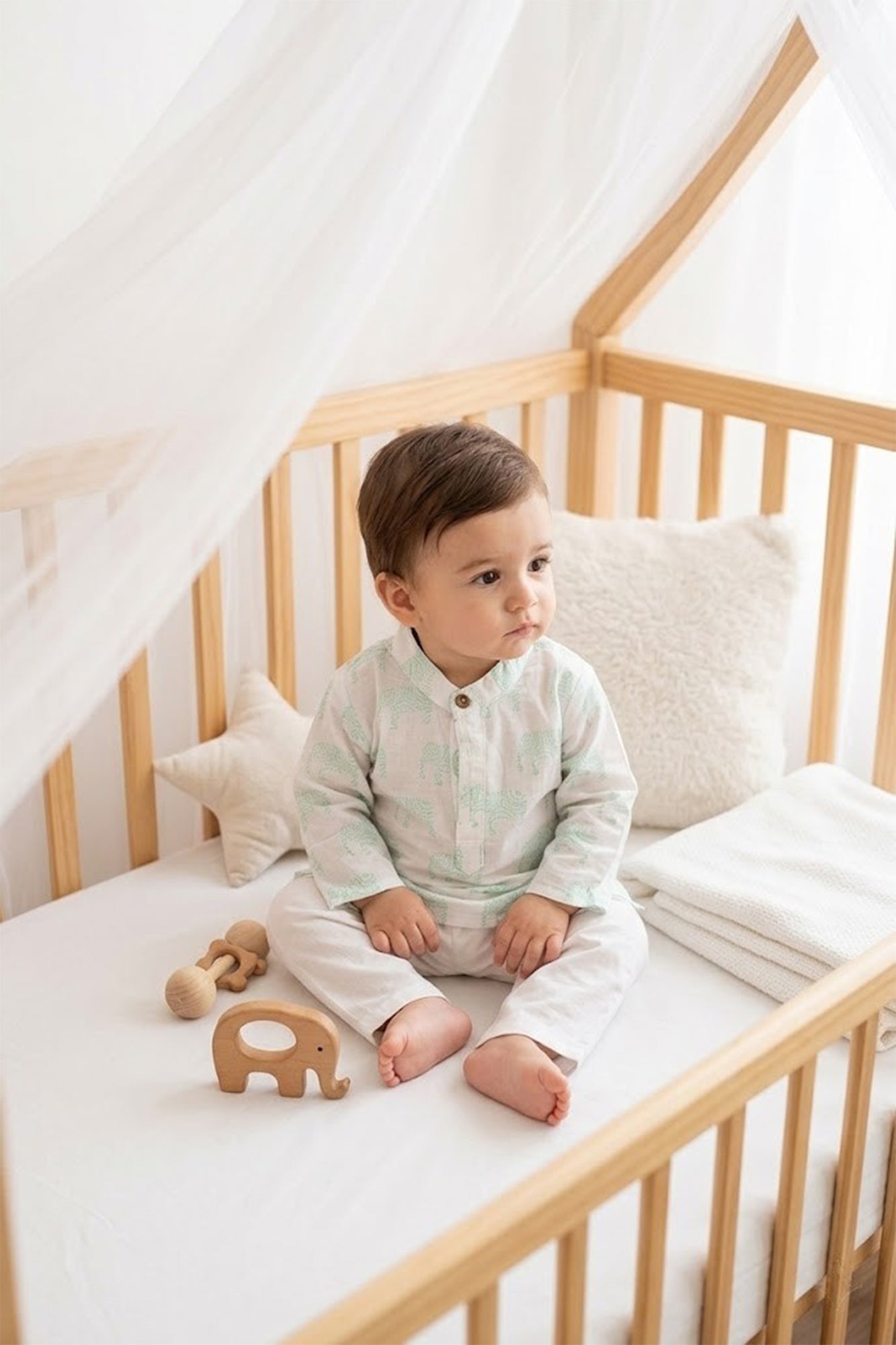 Jumbo Green Elephant Kurta With Pajama