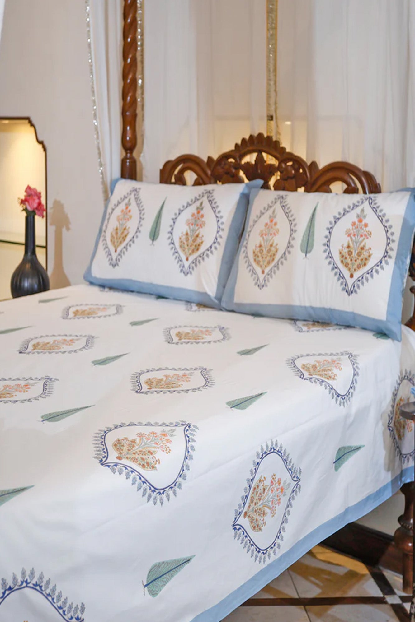 Damask Blue Bedsheet