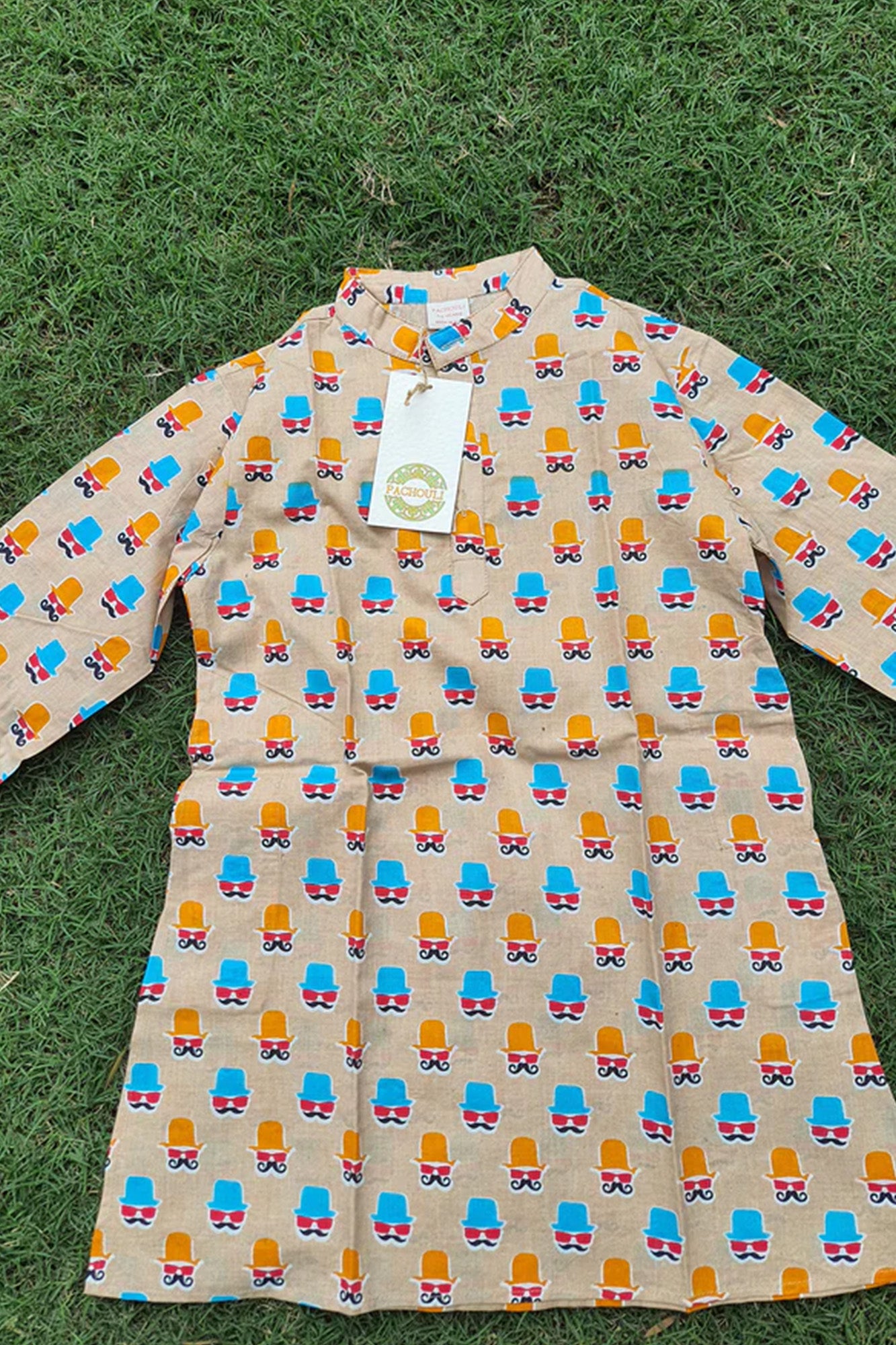 BOY KURTA MUSTACHE YELLOW