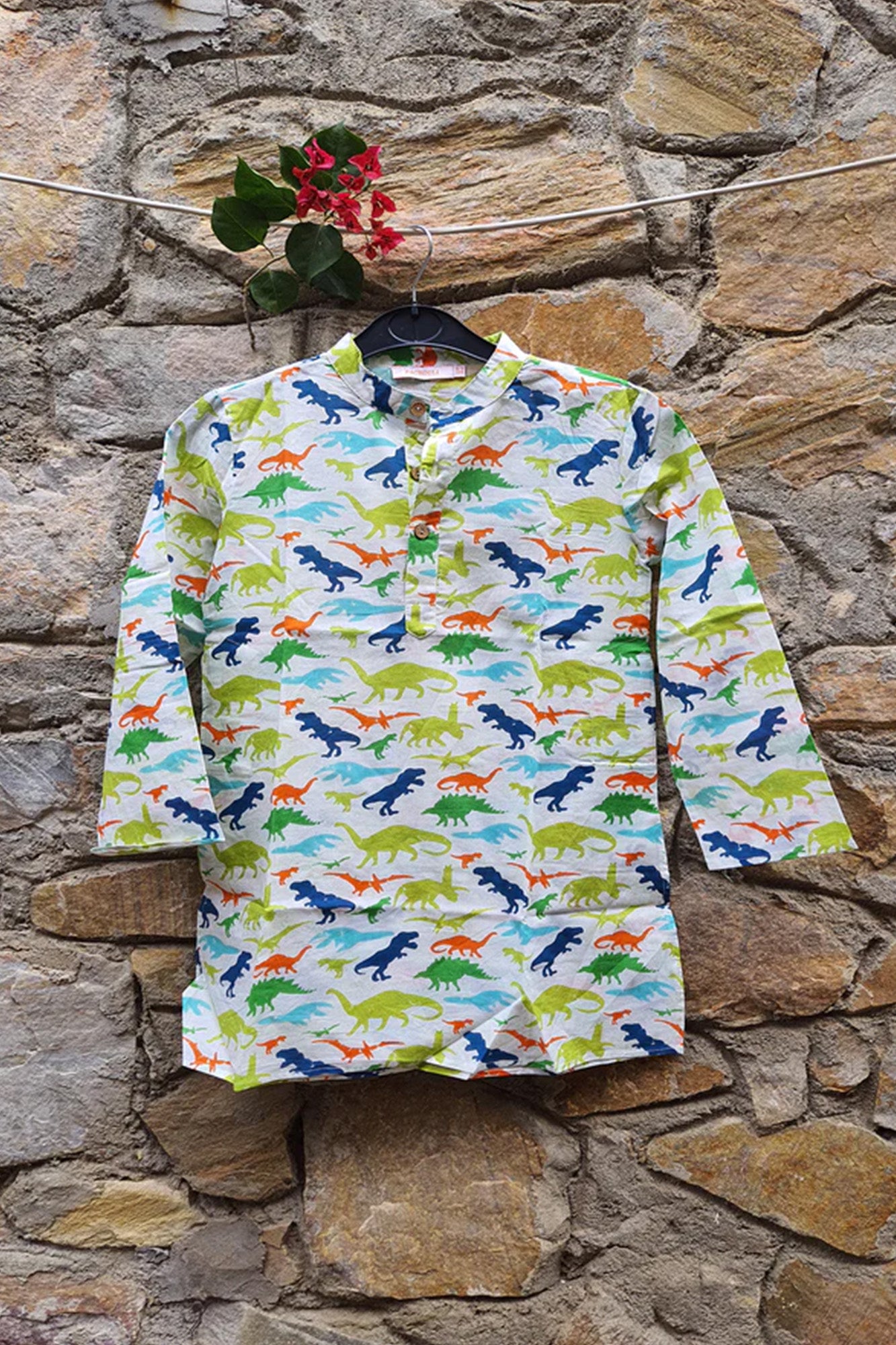 Green Blue Dinosaur Boy Kurta