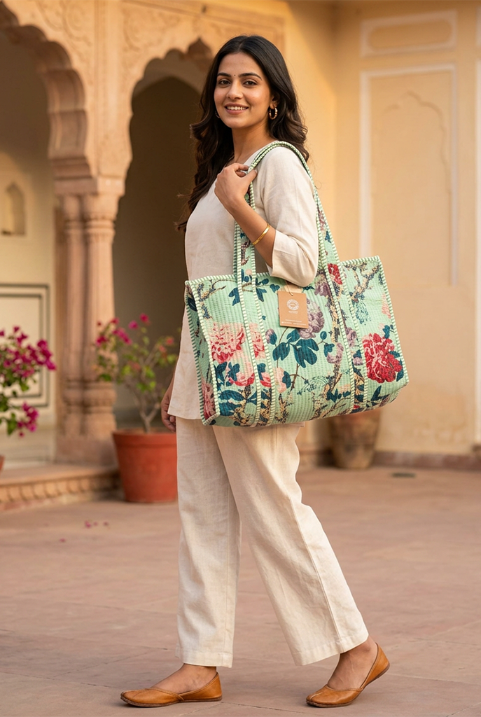 Gardenia Quilted Tote Bag