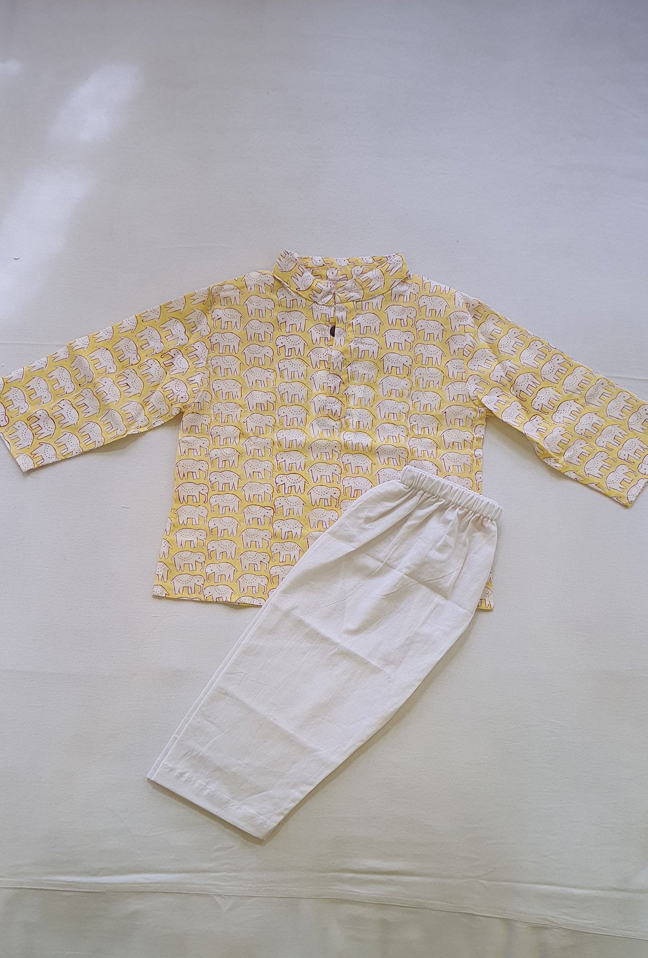 Kurta Pajama Set Infant Elephant Yellow