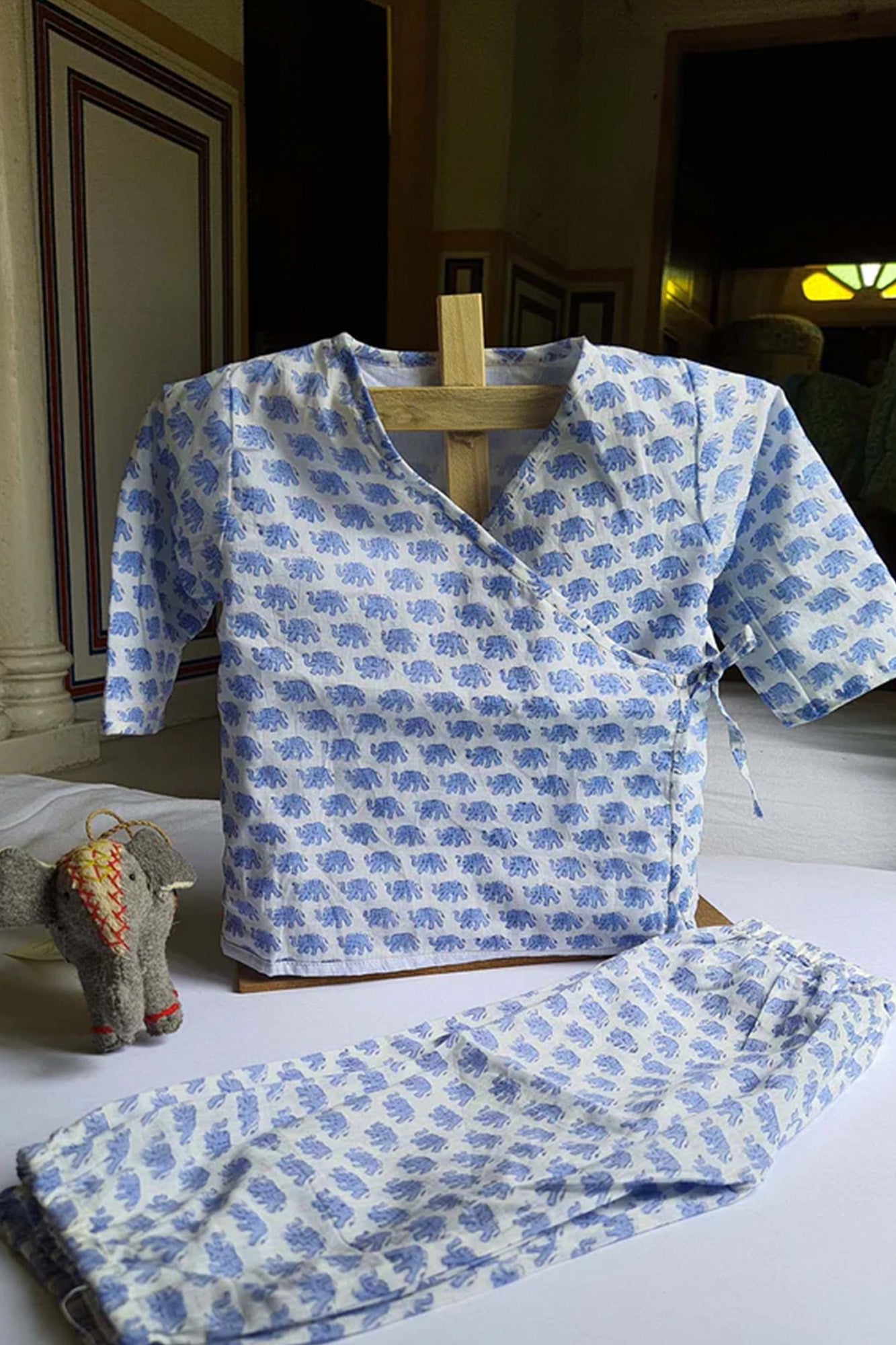 Blue Elephant Angarakha Top With Pajama