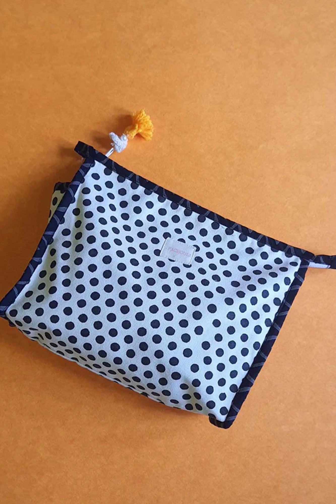 Pouch Canvas Black Polka Dots