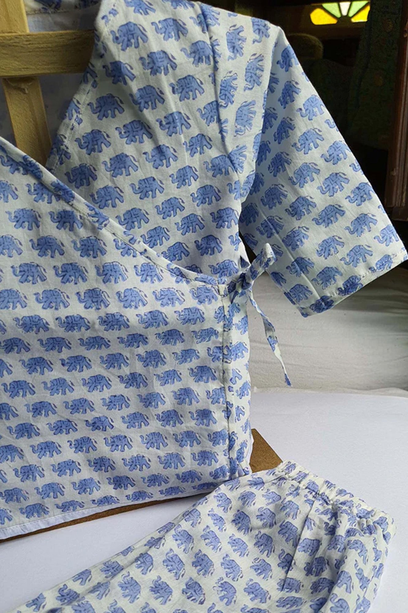 Blue Elephant Angarakha Top With Pajama