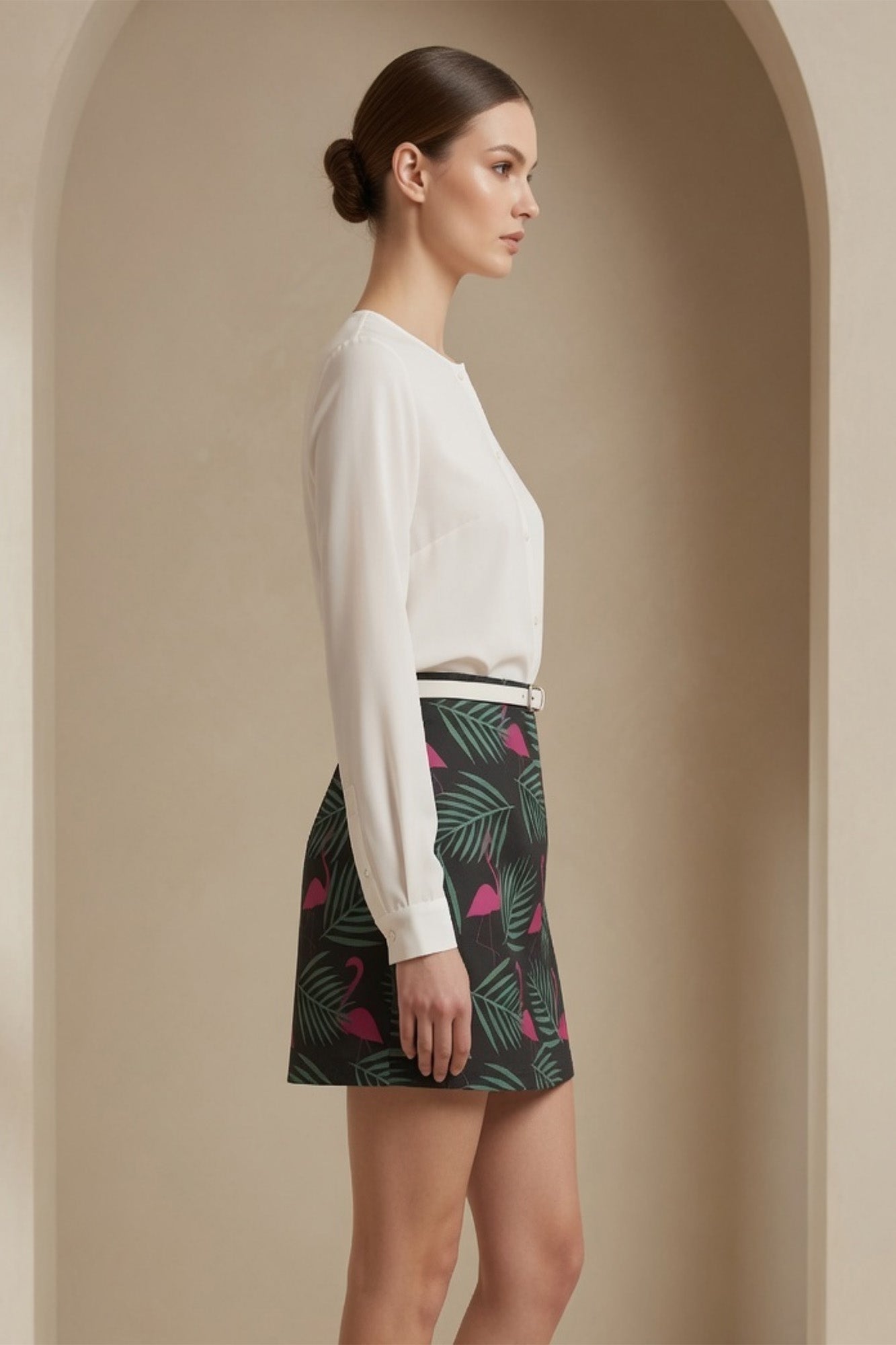 Pink Crane Mini Skirt