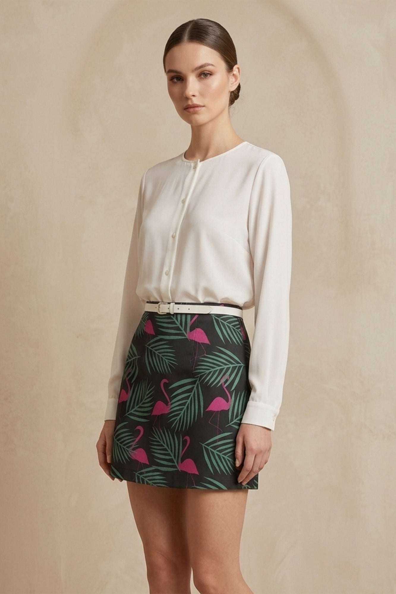 Pink Crane Mini Skirt