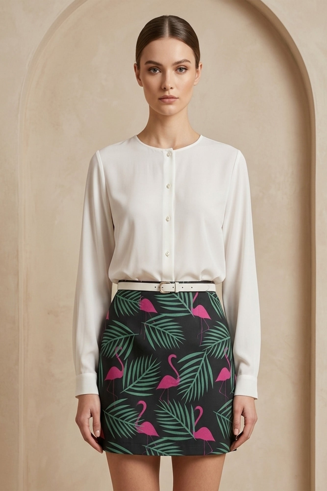 Pink Crane Mini Skirt