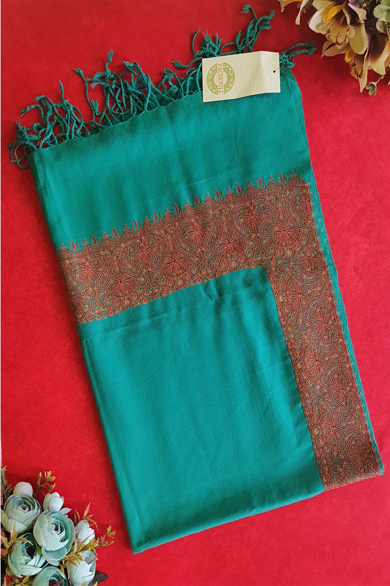 Women Pashmina Embroidered Teal