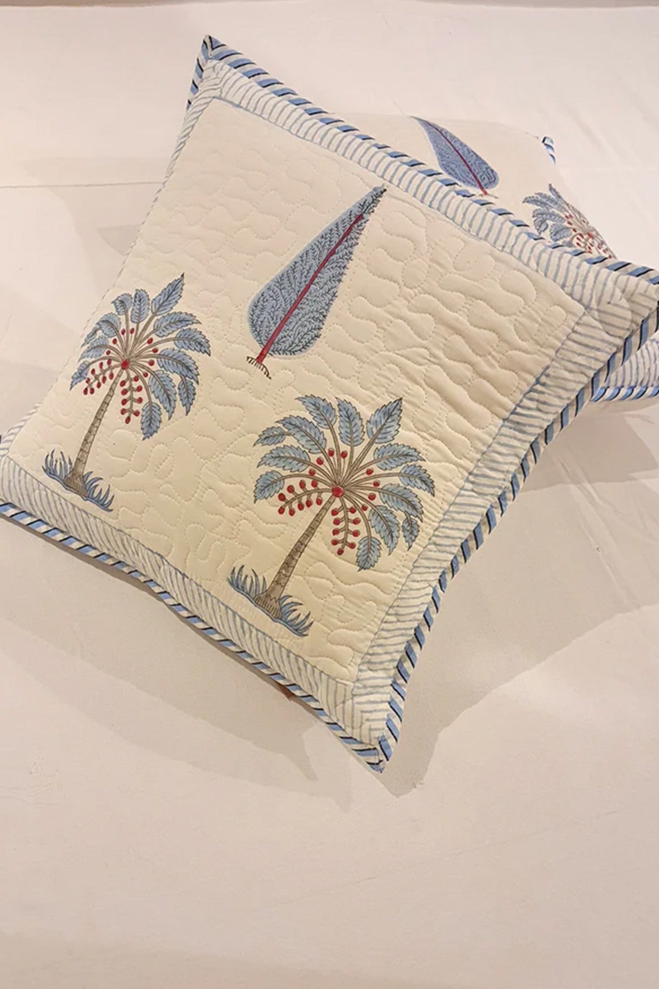 Blue Palm Cushion Cover Set of 2