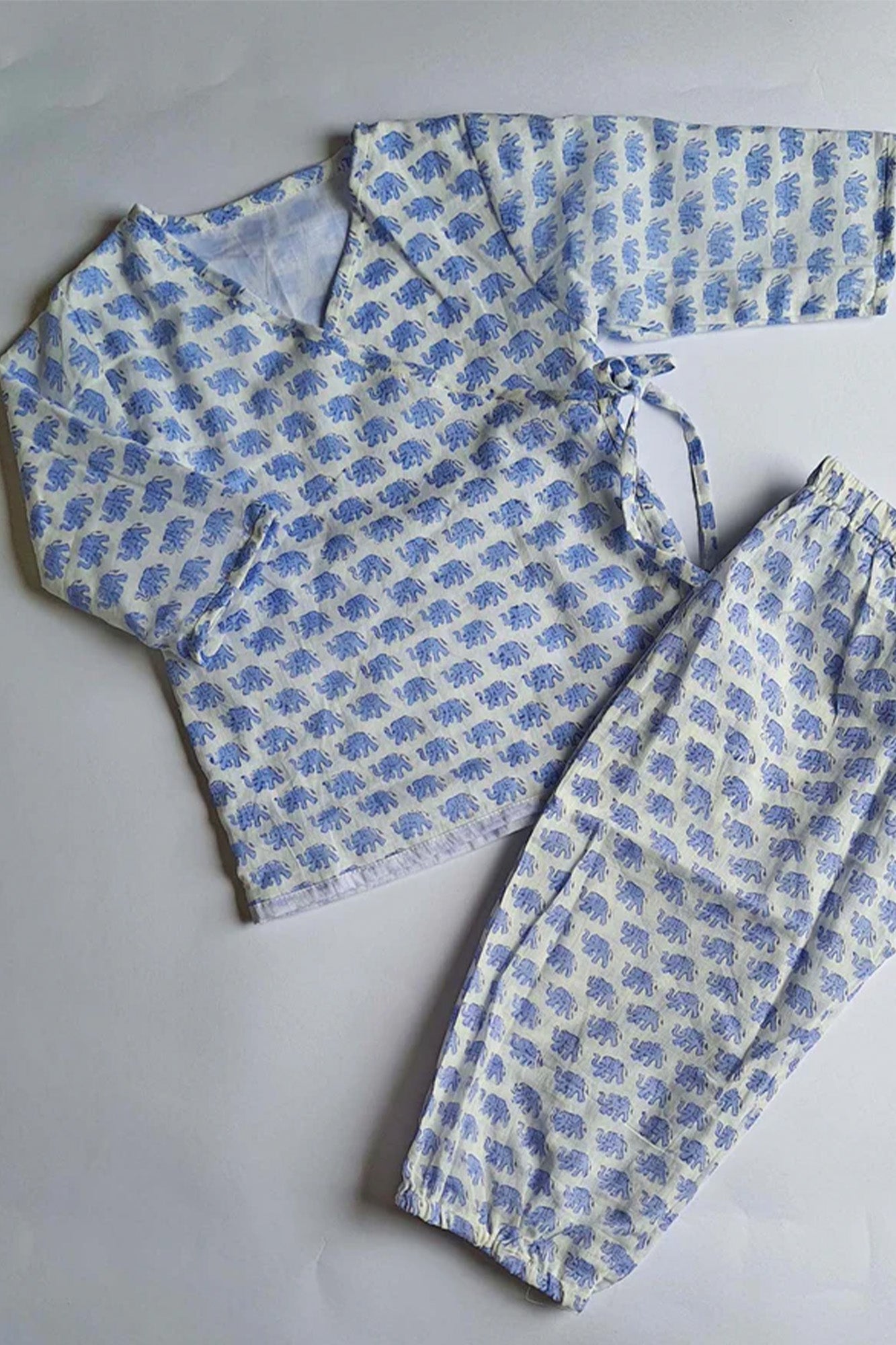 Blue Elephant Angarakha Top With Pajama