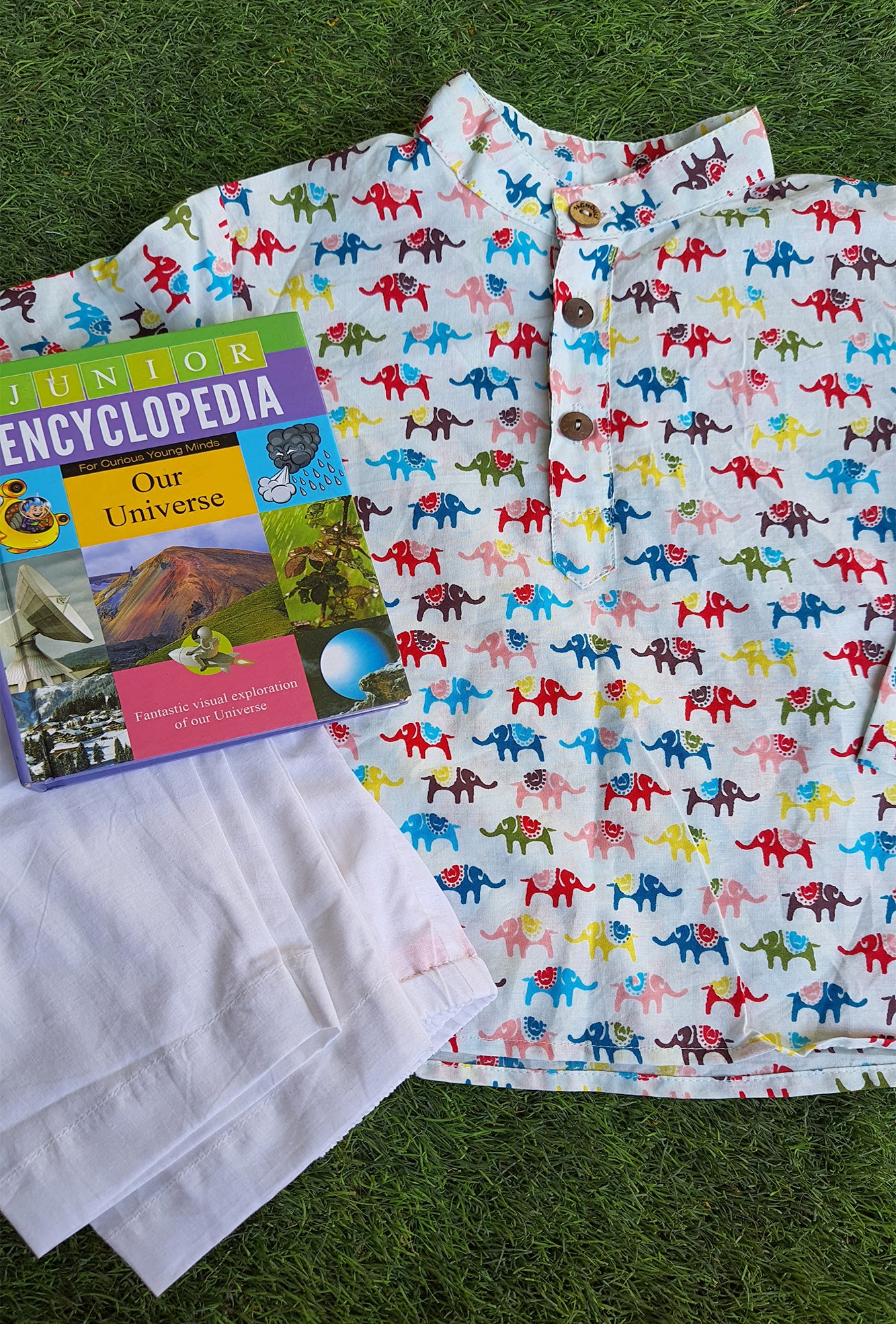 Multi Elephants Kurta & Pajama Set