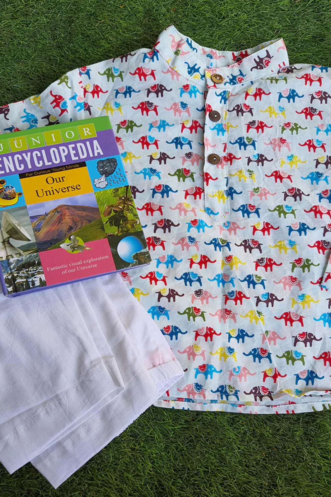 Multi Elephants Kurta & Pajama Set