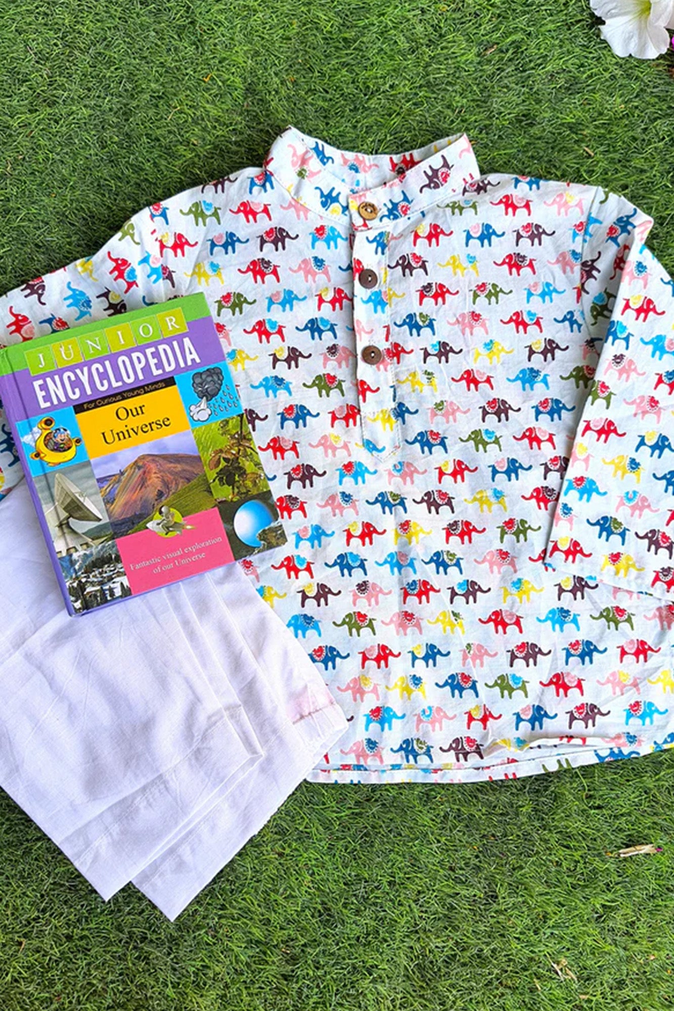 Multi Elephants Kurta & Pajama Set
