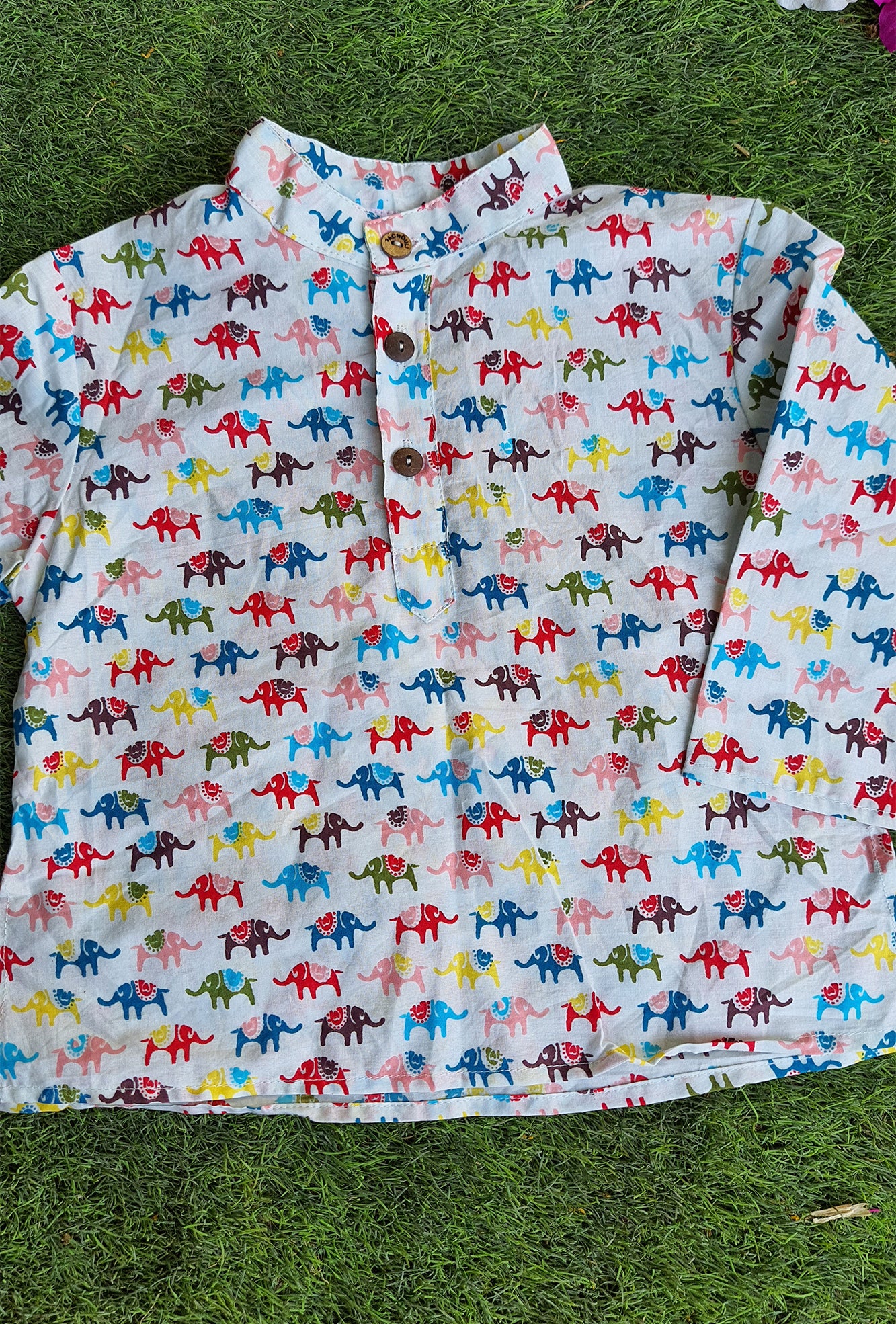 Multi Elephants Kurta & Pajama Set
