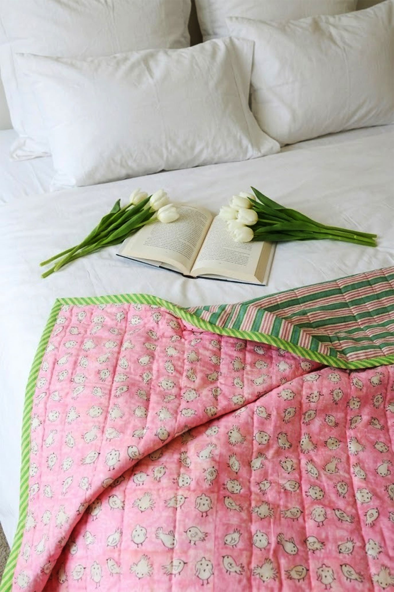 Pink Chirpy Kids Quilt Pair of 2