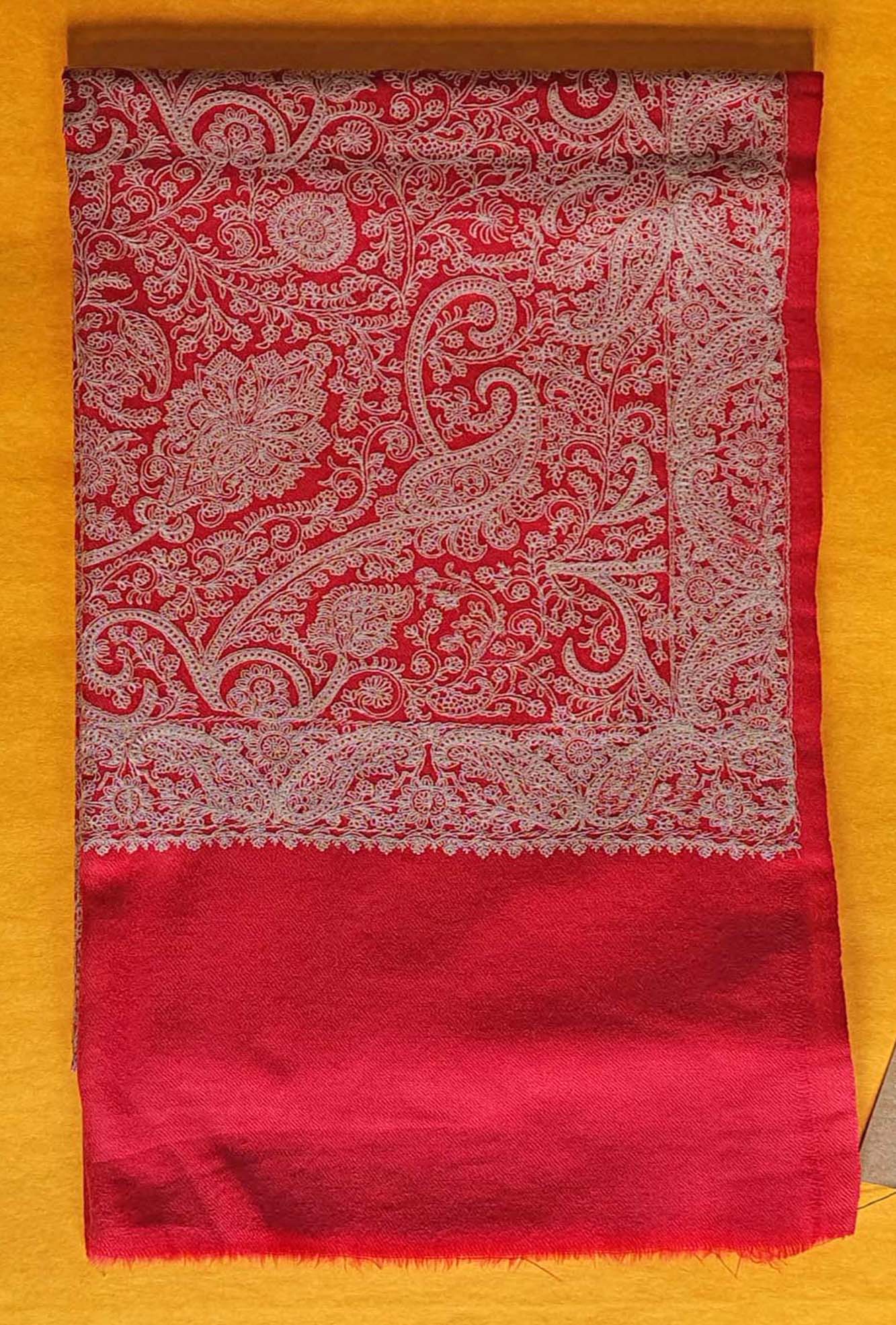 Pashmina Red Embroidered