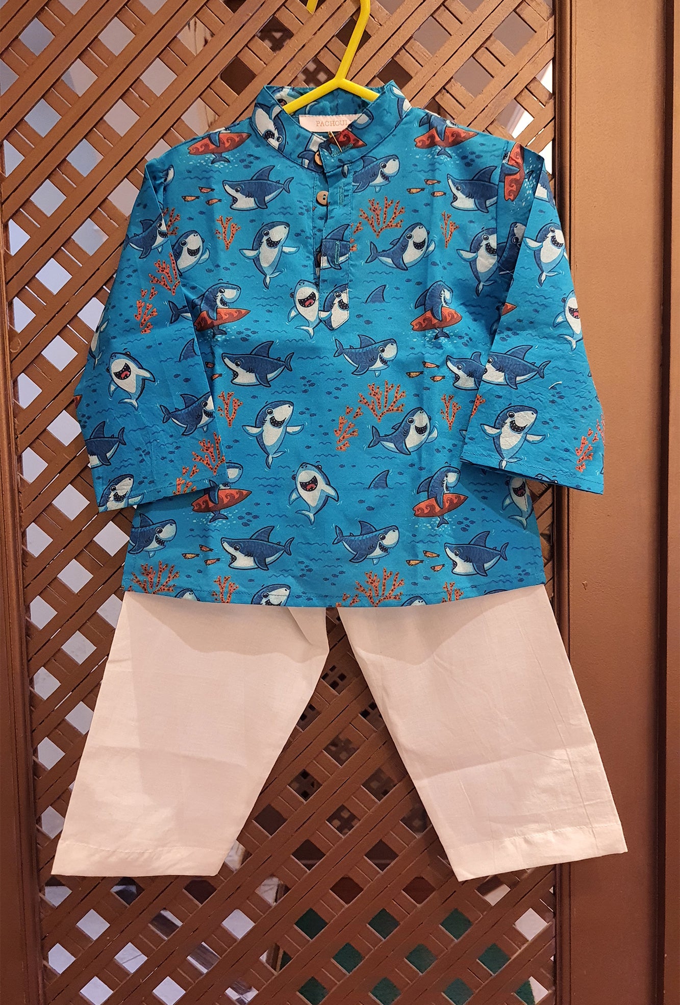 Kurta Pajama Set Infant Boy Underwater Shark