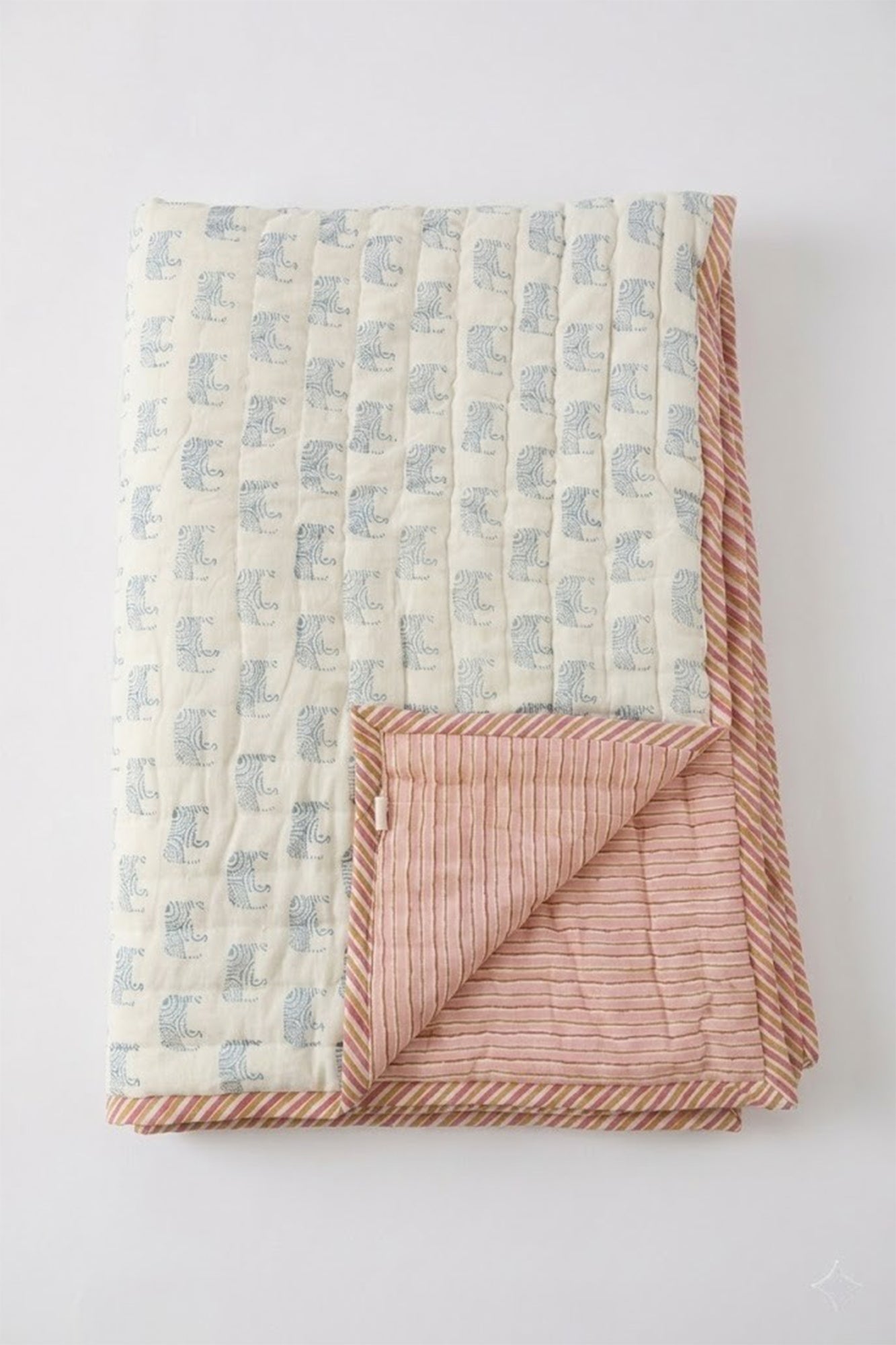 Blue Jumbo Elephant Kids Quilt Pair of 2