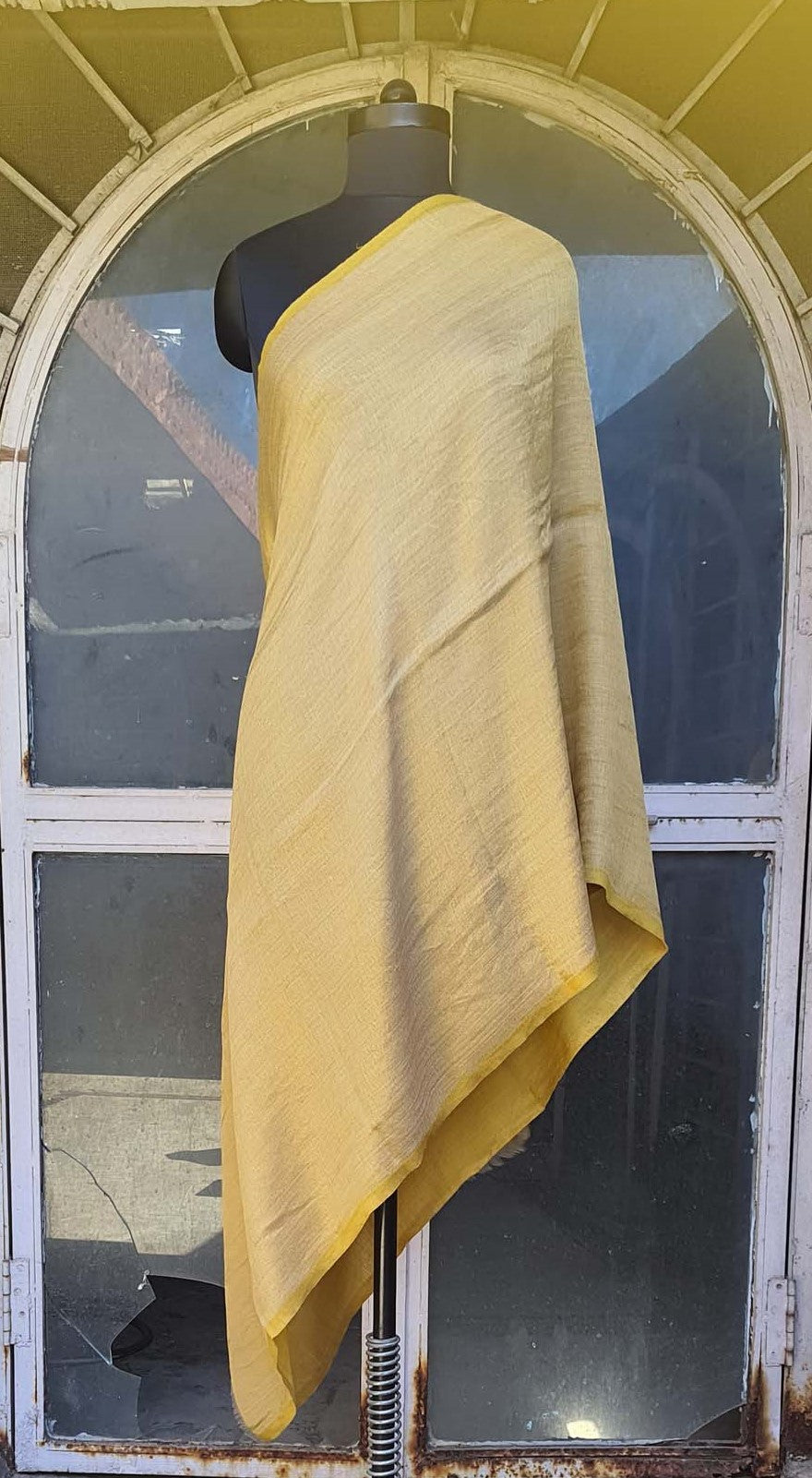 Women Pashmina Stole Golden Plain Reversible