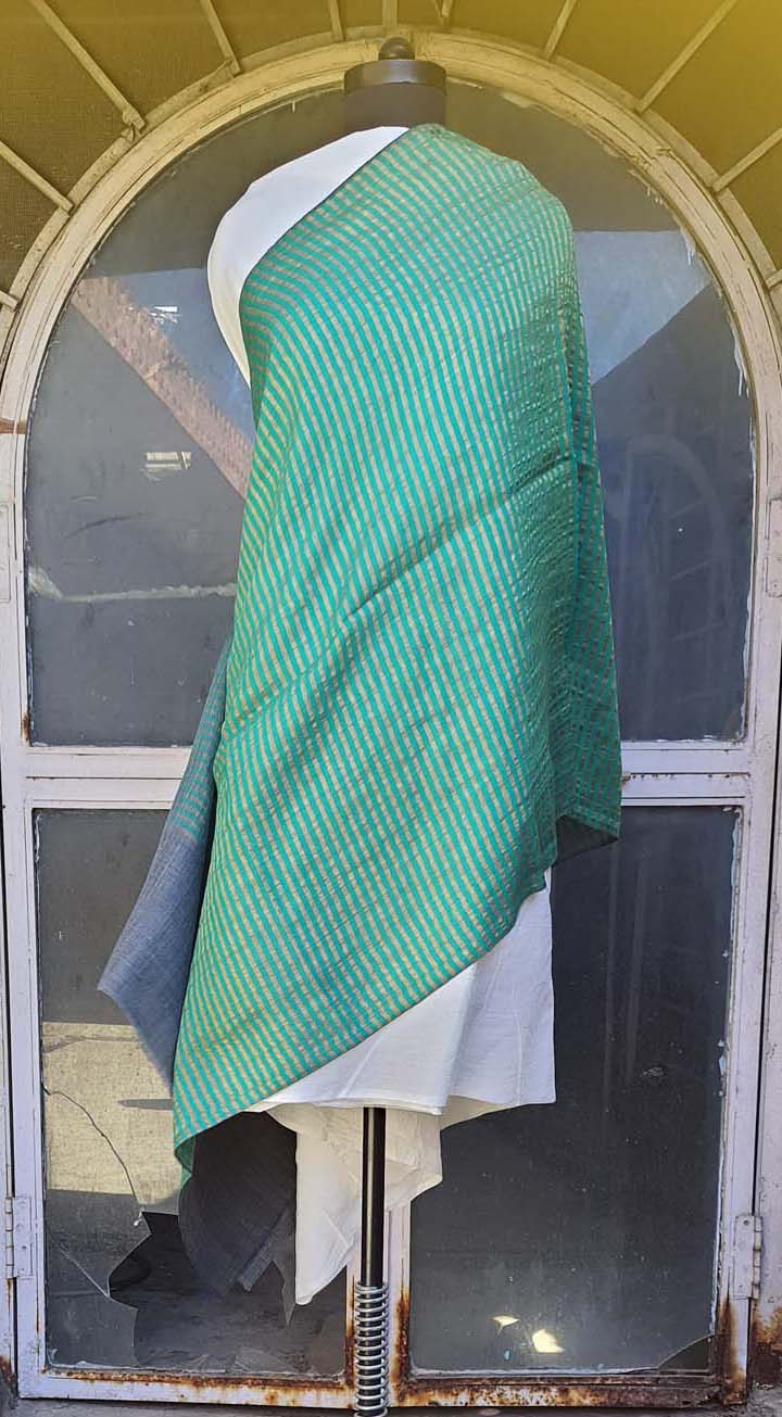 Women Pashmina Stole Striped Aqua