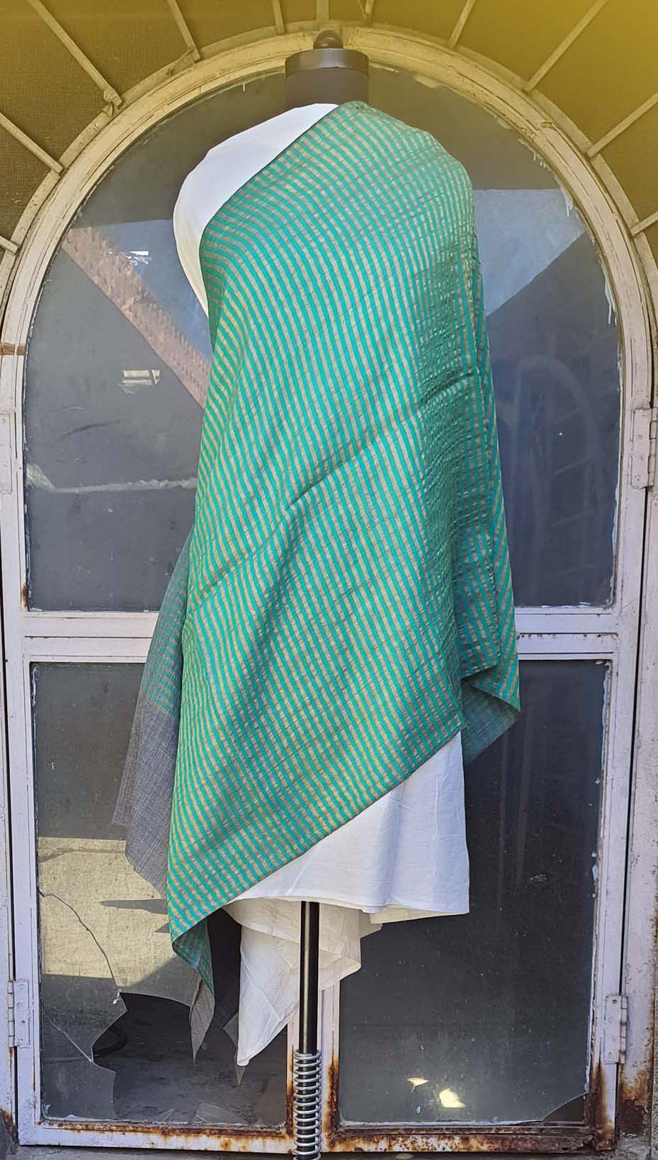 Women Pashmina Stole Striped Aqua