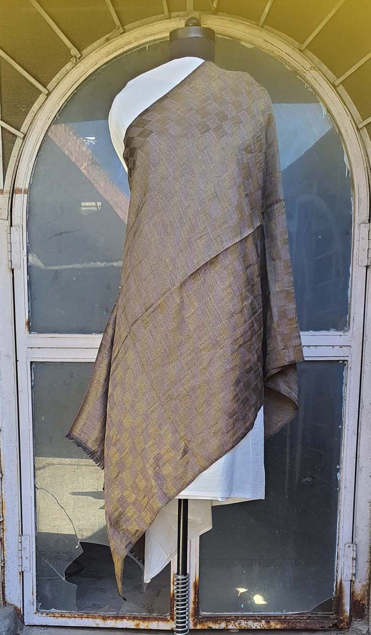 Women Pashmina Stole Checkered Gold