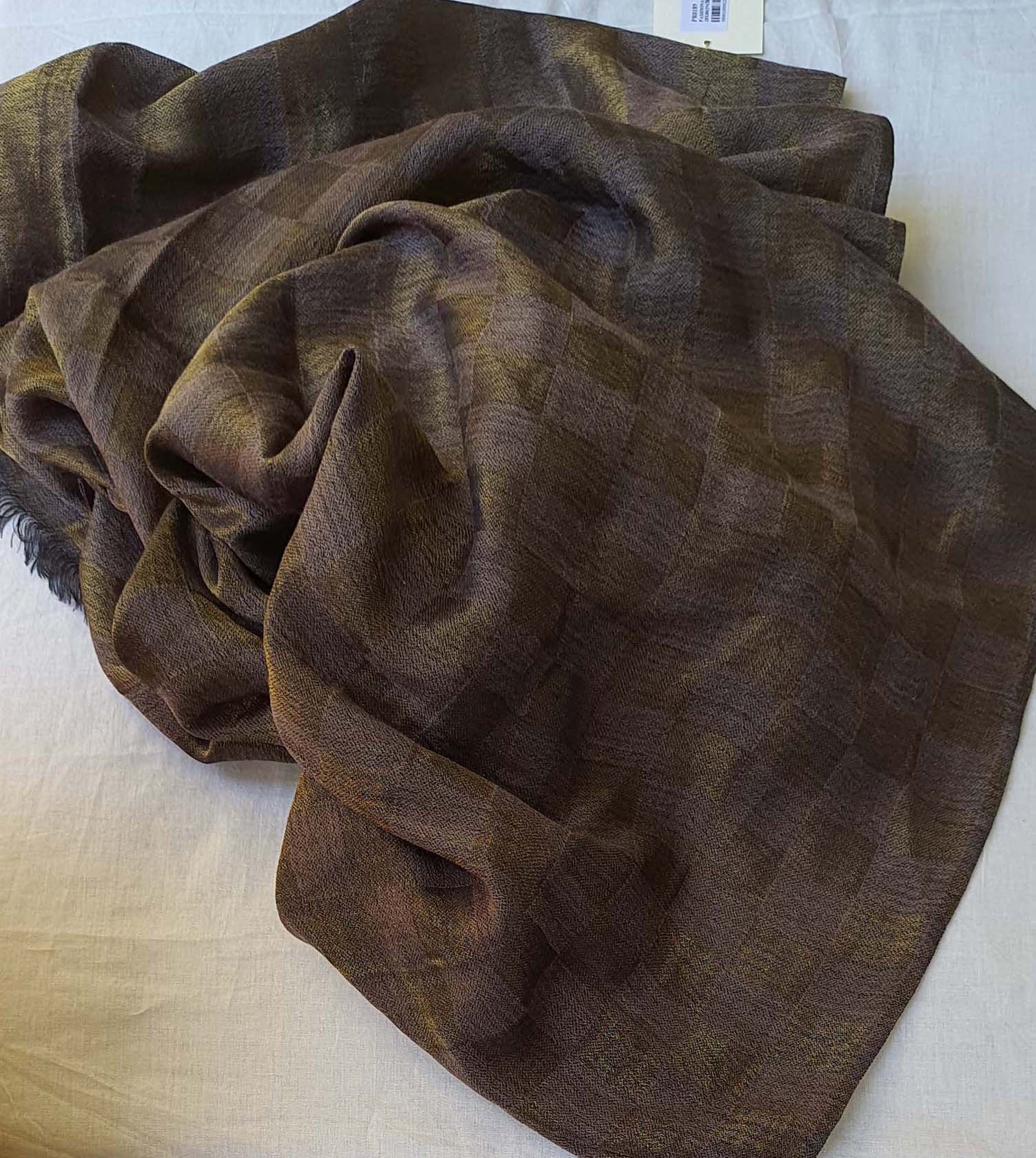 Women Pashmina Stole Checkered Gold