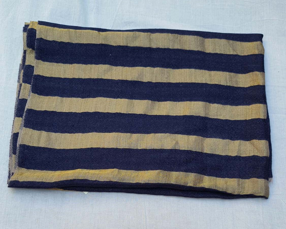 Women Pashmina Stole Striped Navy Blue