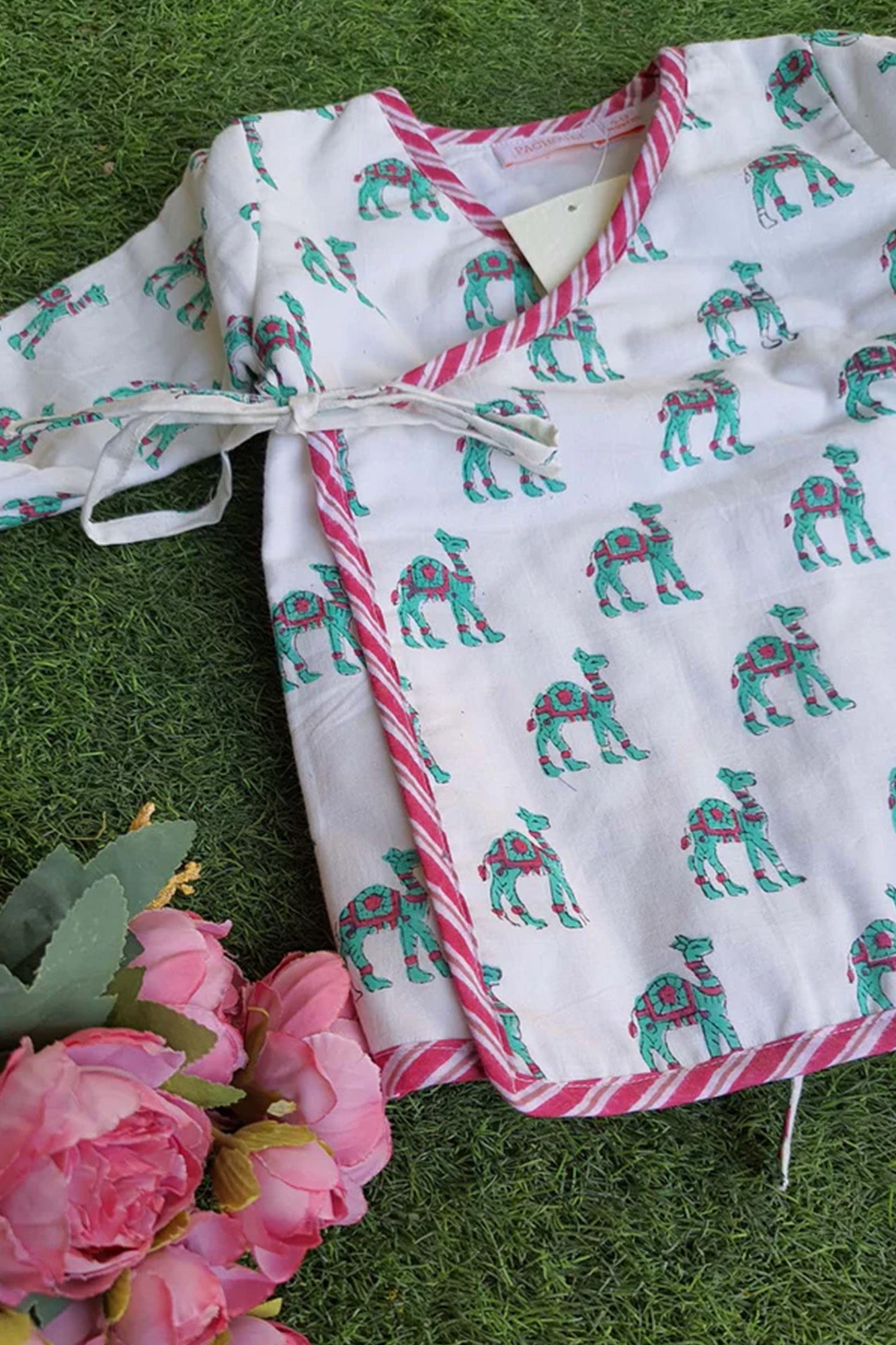 Infants Winter Top With Pajama Green Camel