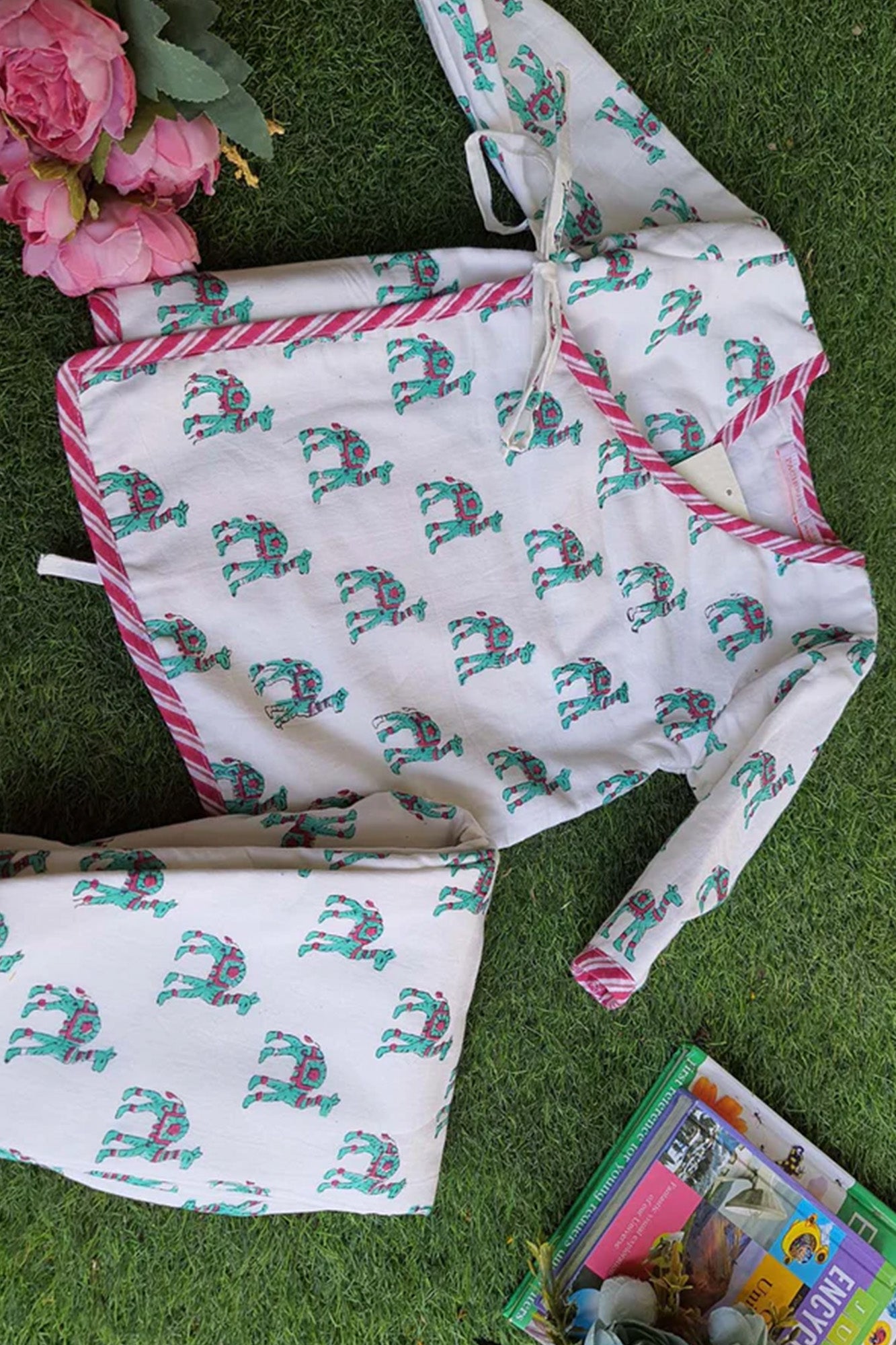 Infants Winter Top With Pajama Green Camel