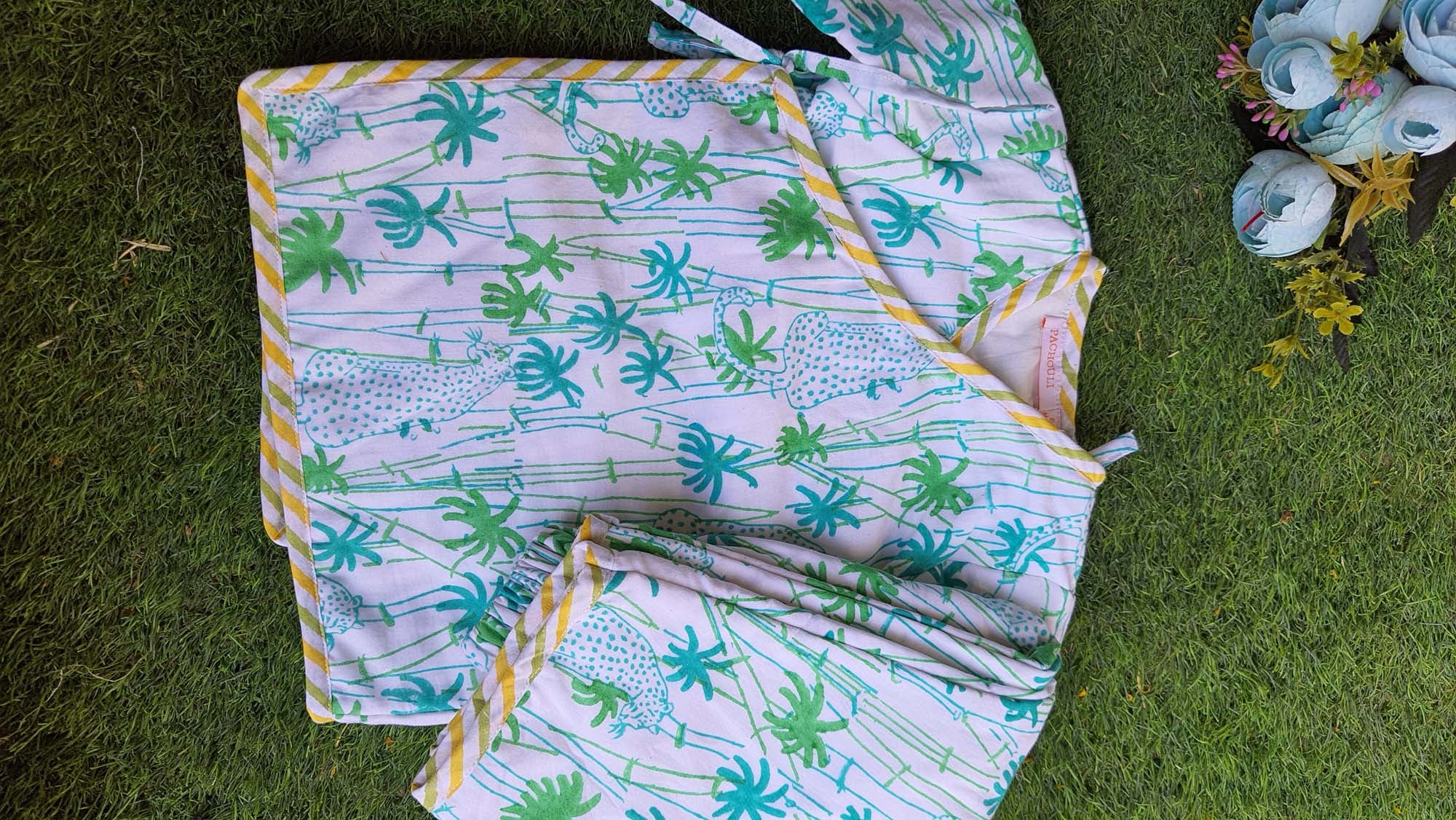 Infants Winter Top With Pajama Palm Tree Green