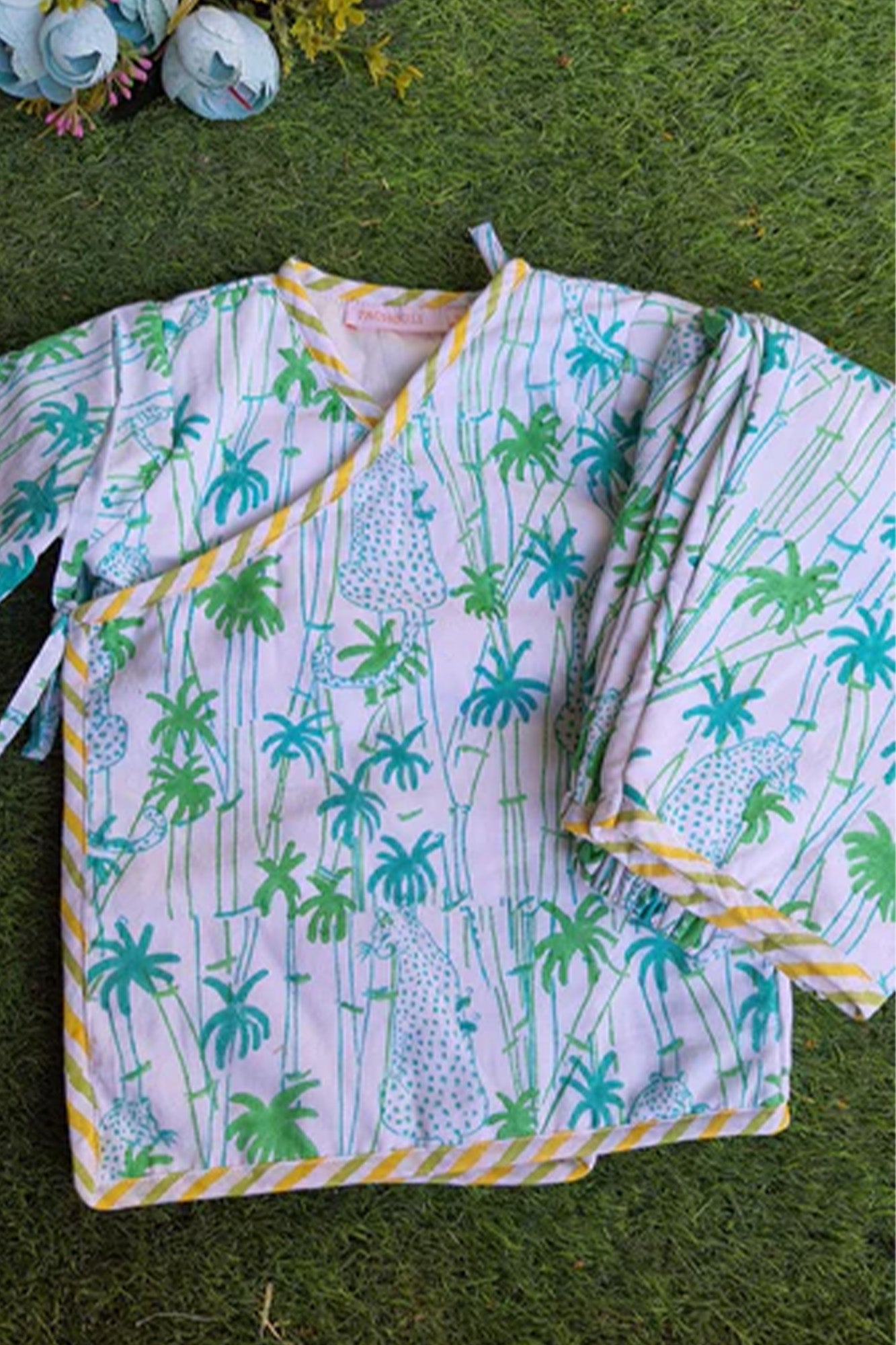 Infants Winter Top With Pajama Palm Tree Green