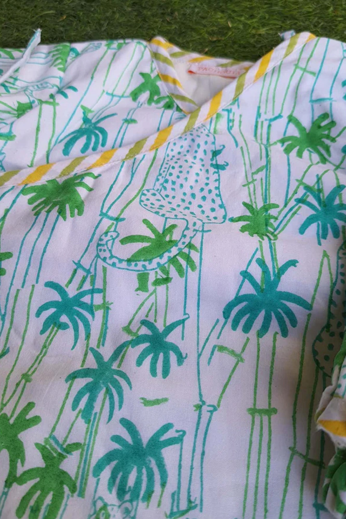 Infants Winter Top With Pajama Palm Tree Green
