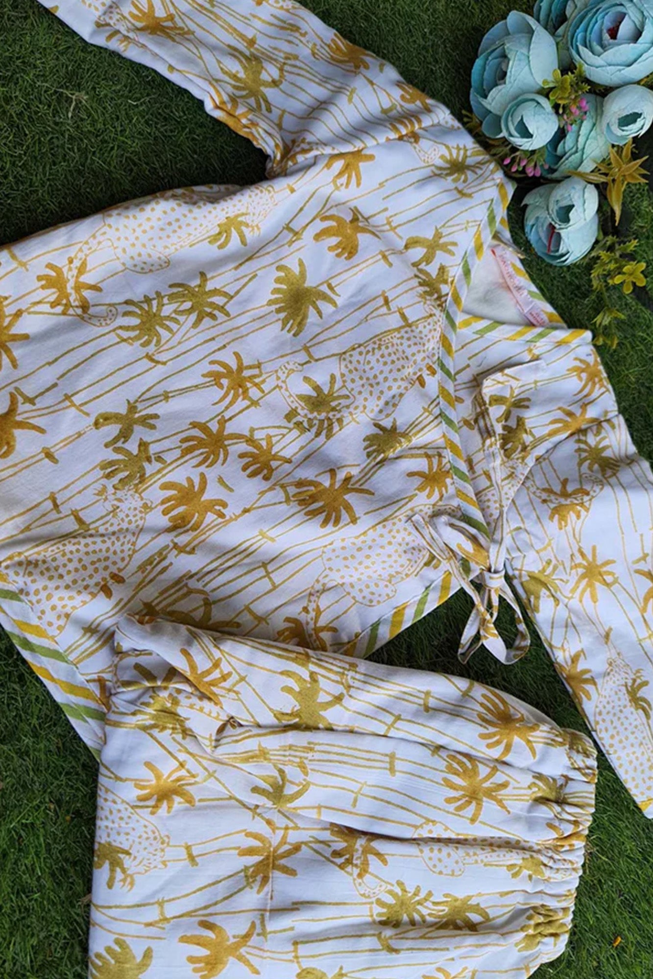 Infants Winter Top With Pajama Palm Tree Yellow