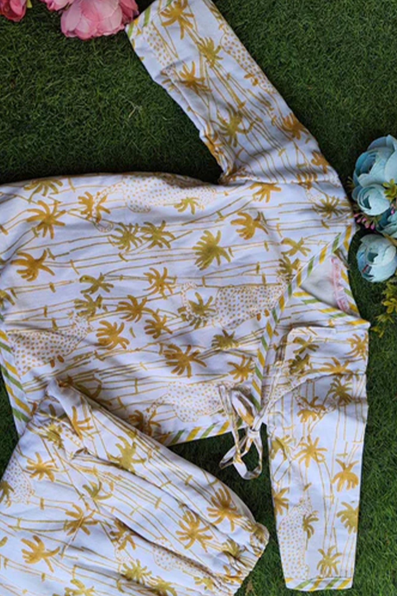 Infants Winter Top With Pajama Palm Tree Yellow