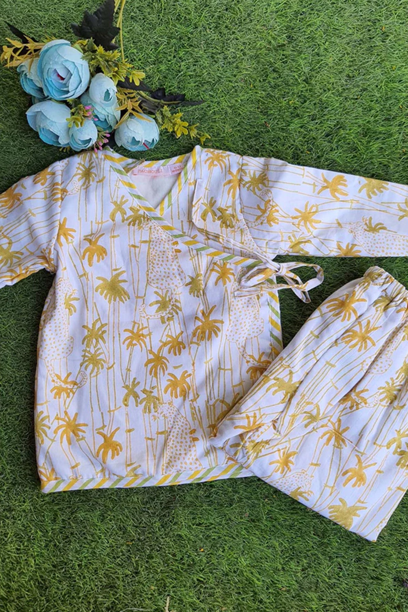 Infants Winter Top With Pajama Palm Tree Yellow