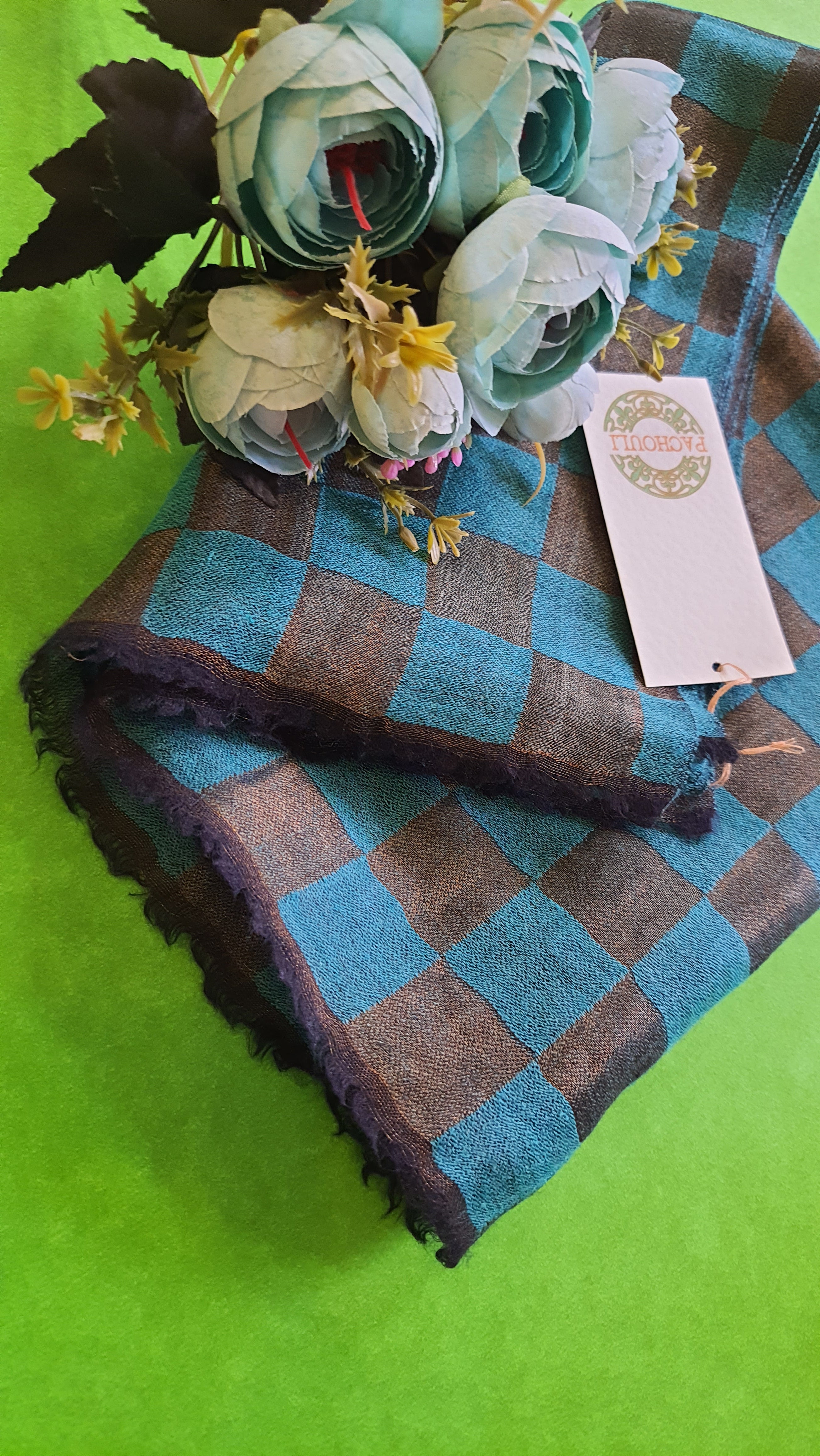 Women Pashmina Chekered Green