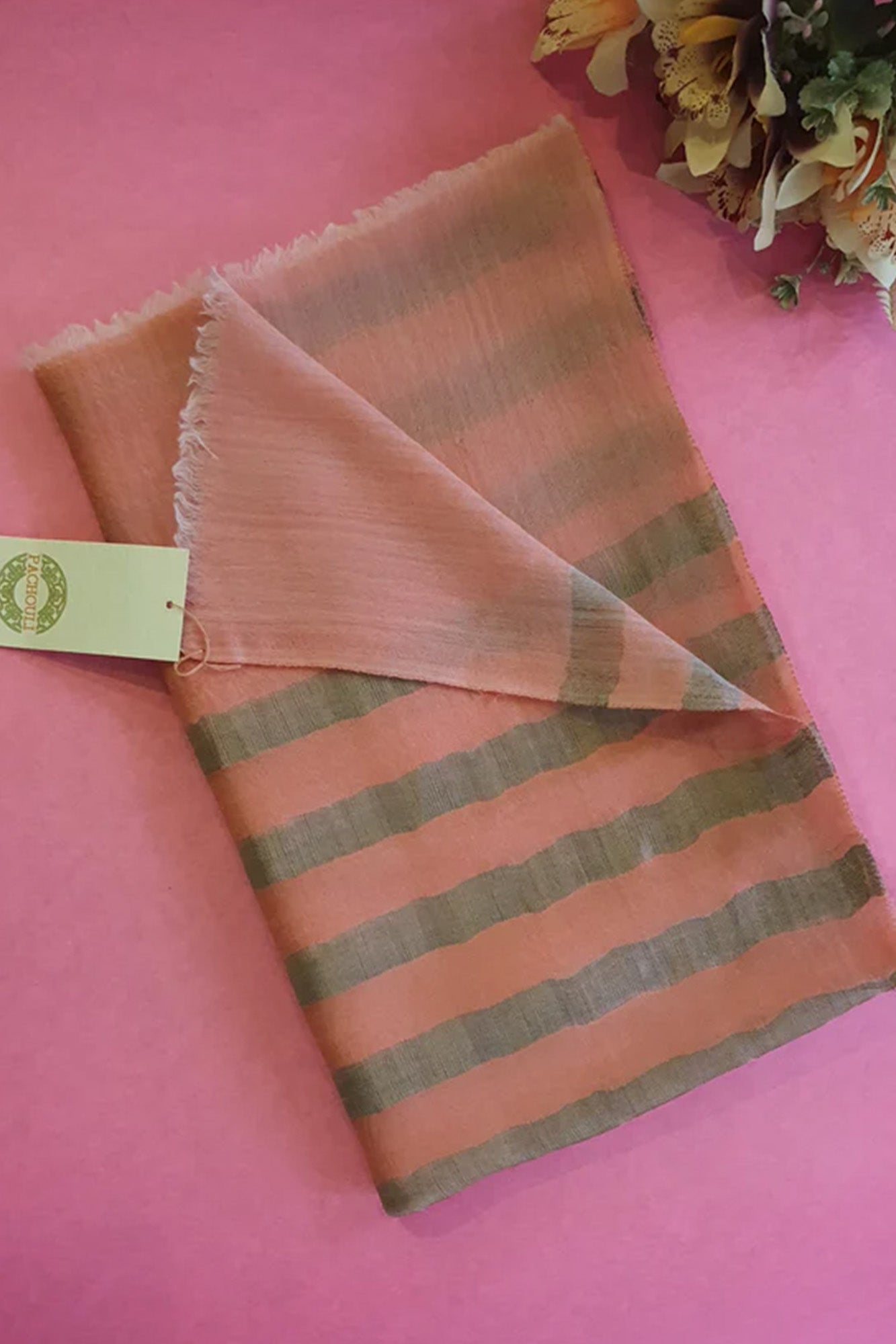 Women Pashmina Striped Peach