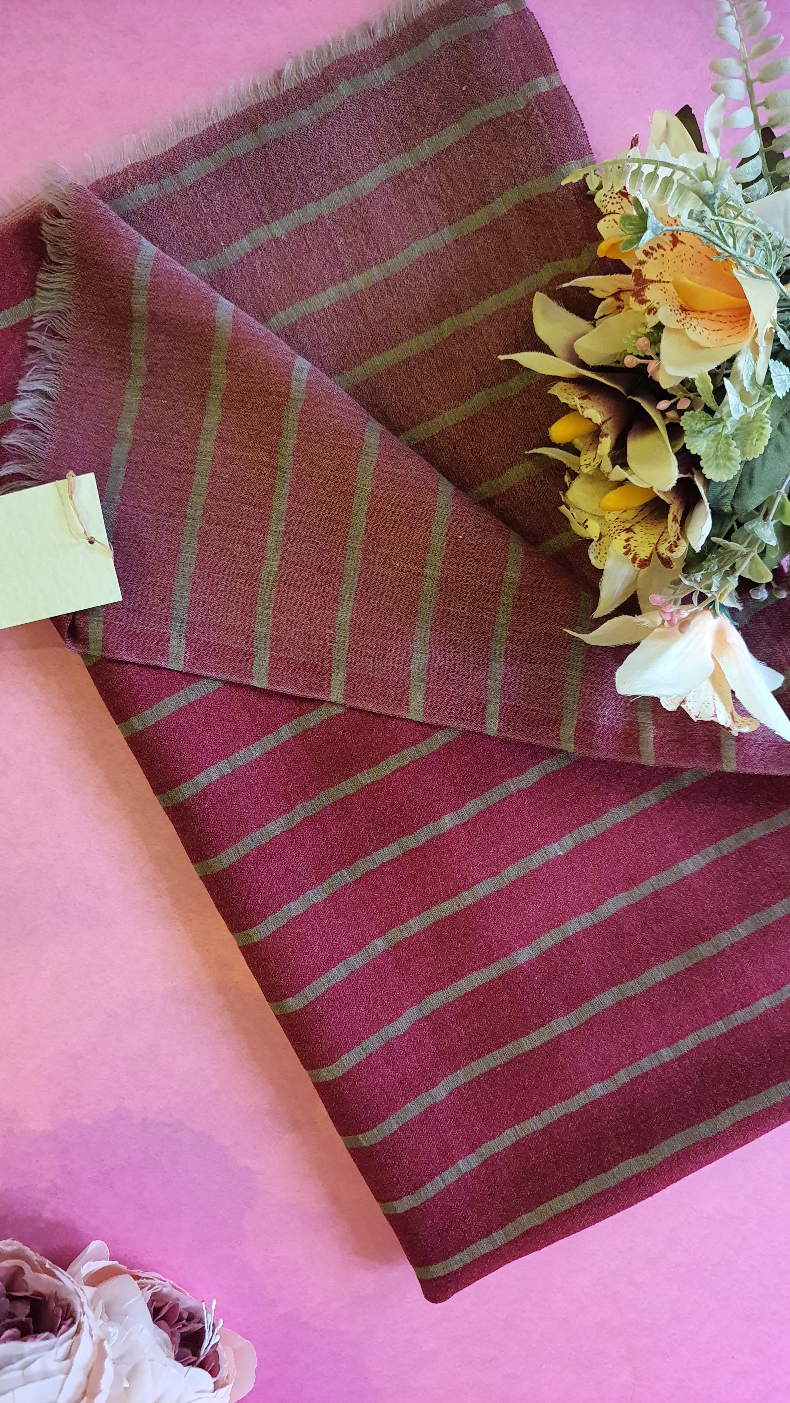 Women Pashmina Striped Maroon