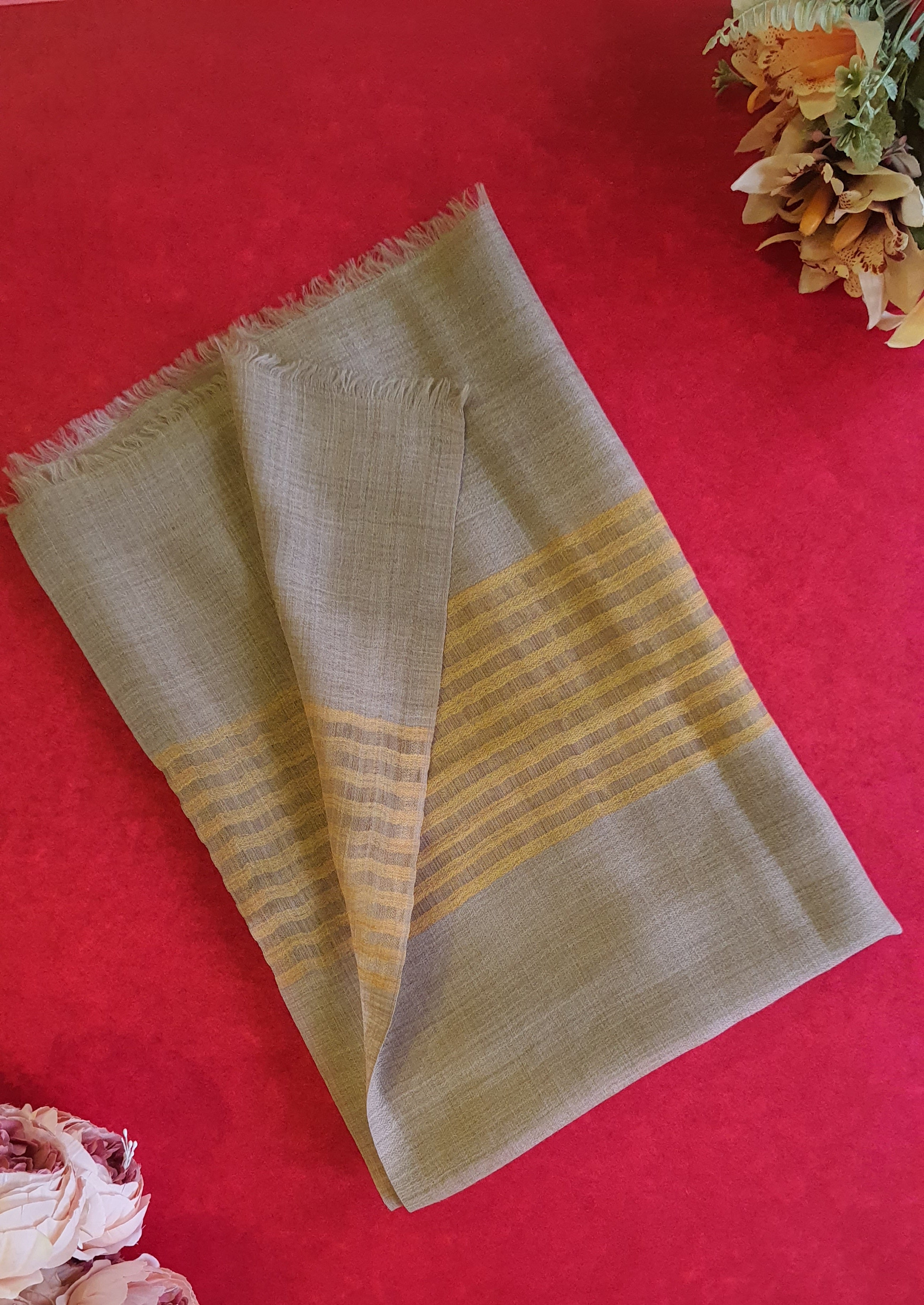 Women Pashmina Striped Yellow
