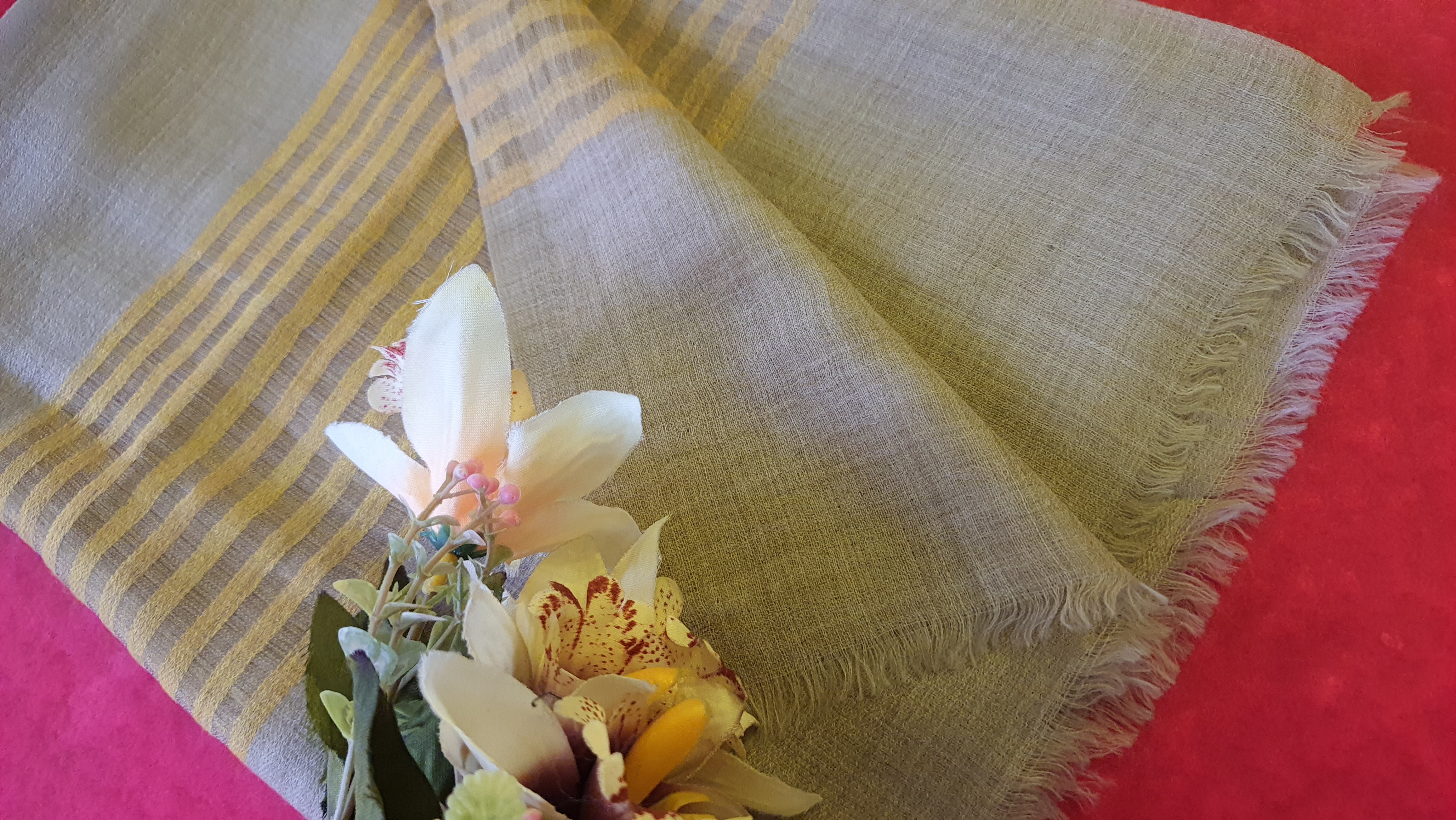 Women Pashmina Striped Yellow