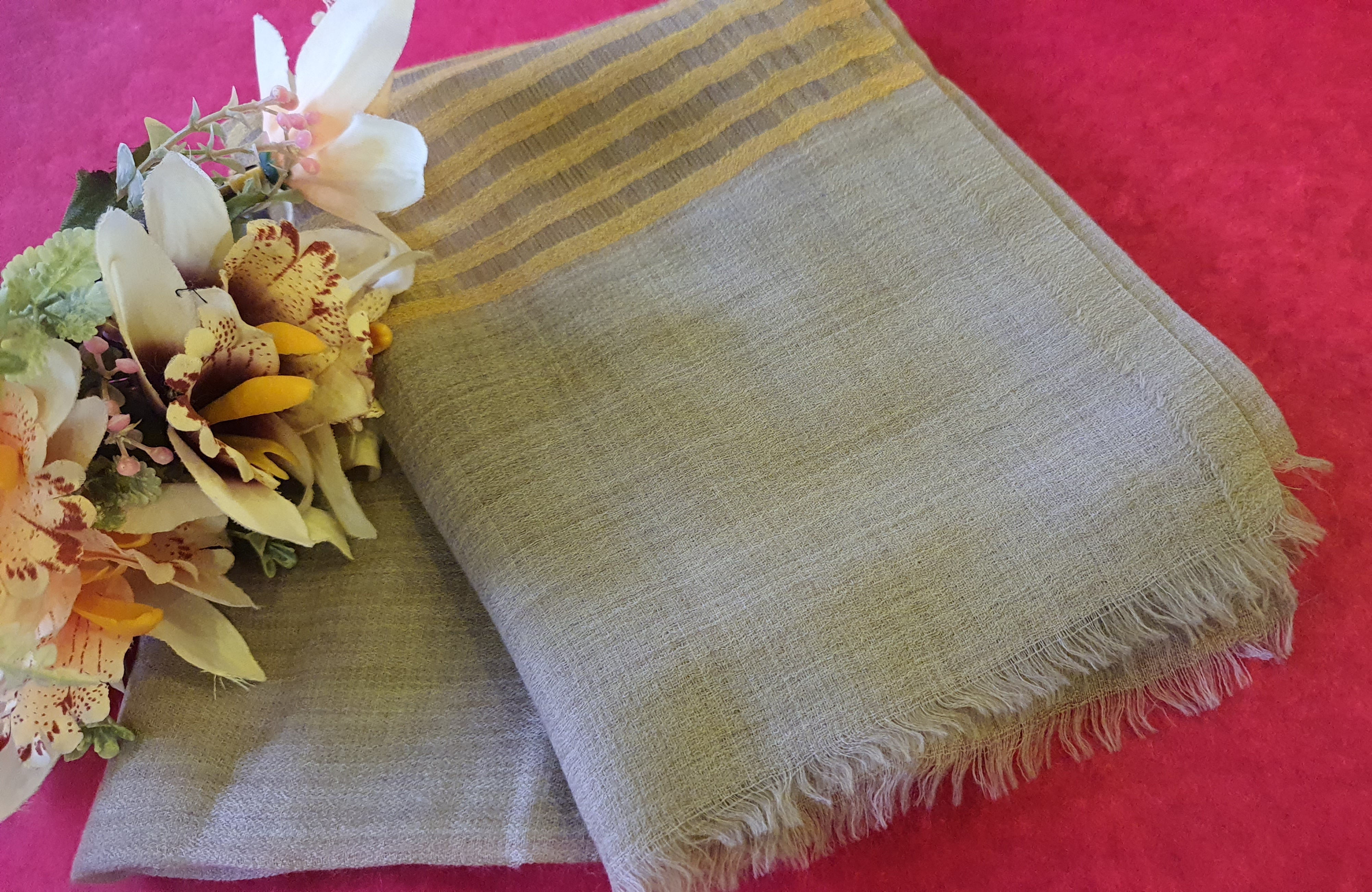 Women Pashmina Striped Yellow