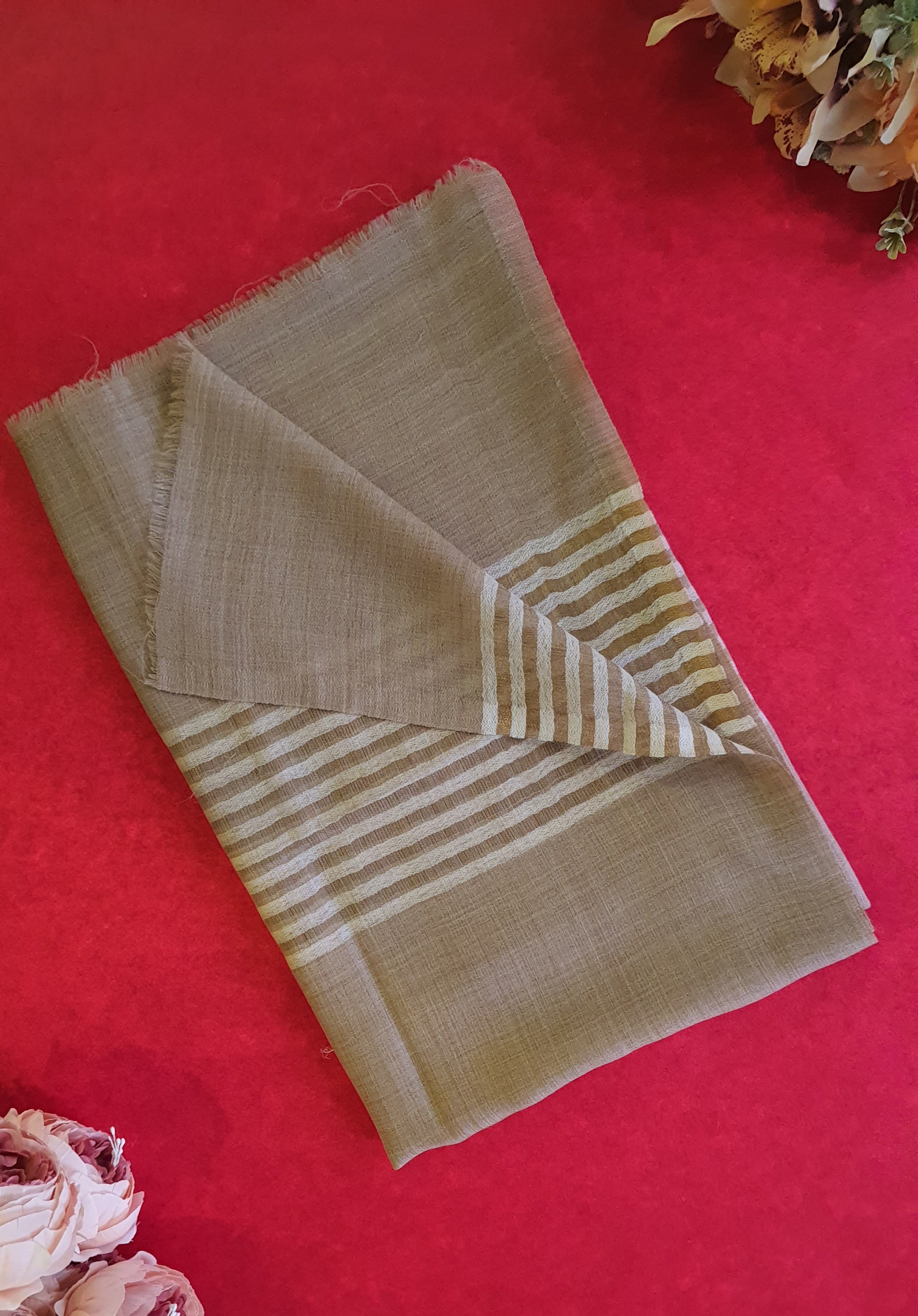 Women Pashmina Striped Grey