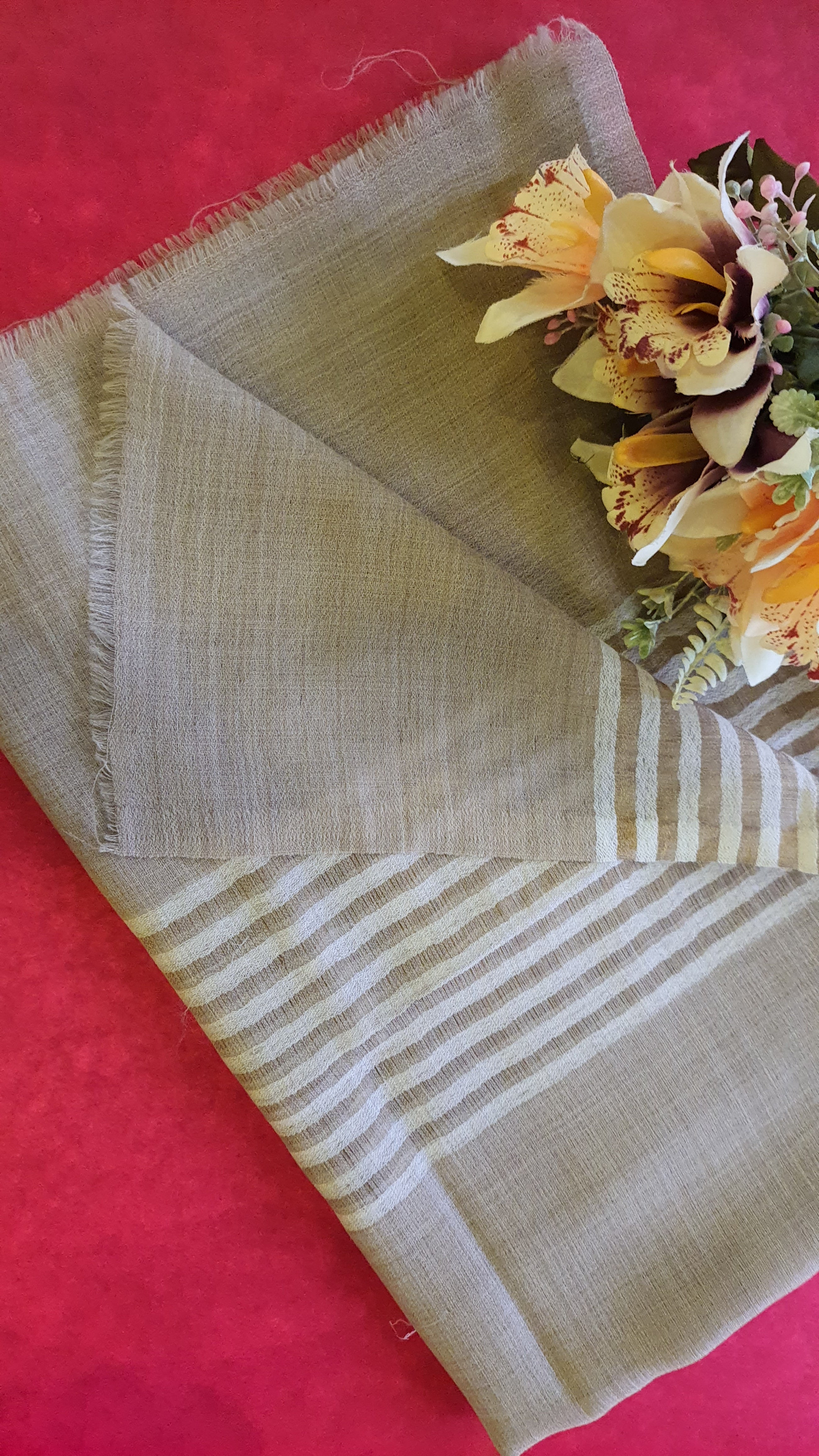 Women Pashmina Striped Grey