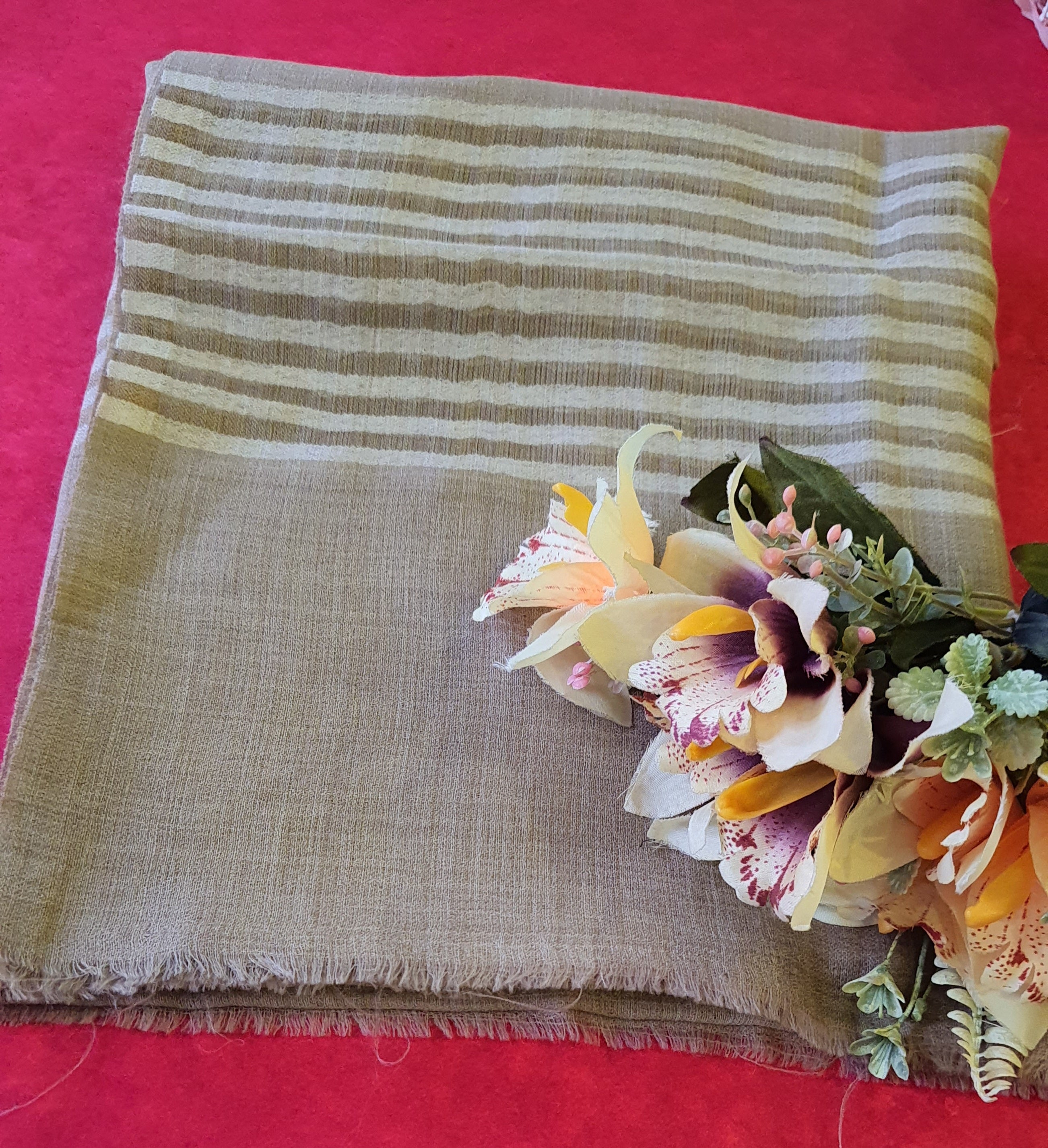 Women Pashmina Striped Grey