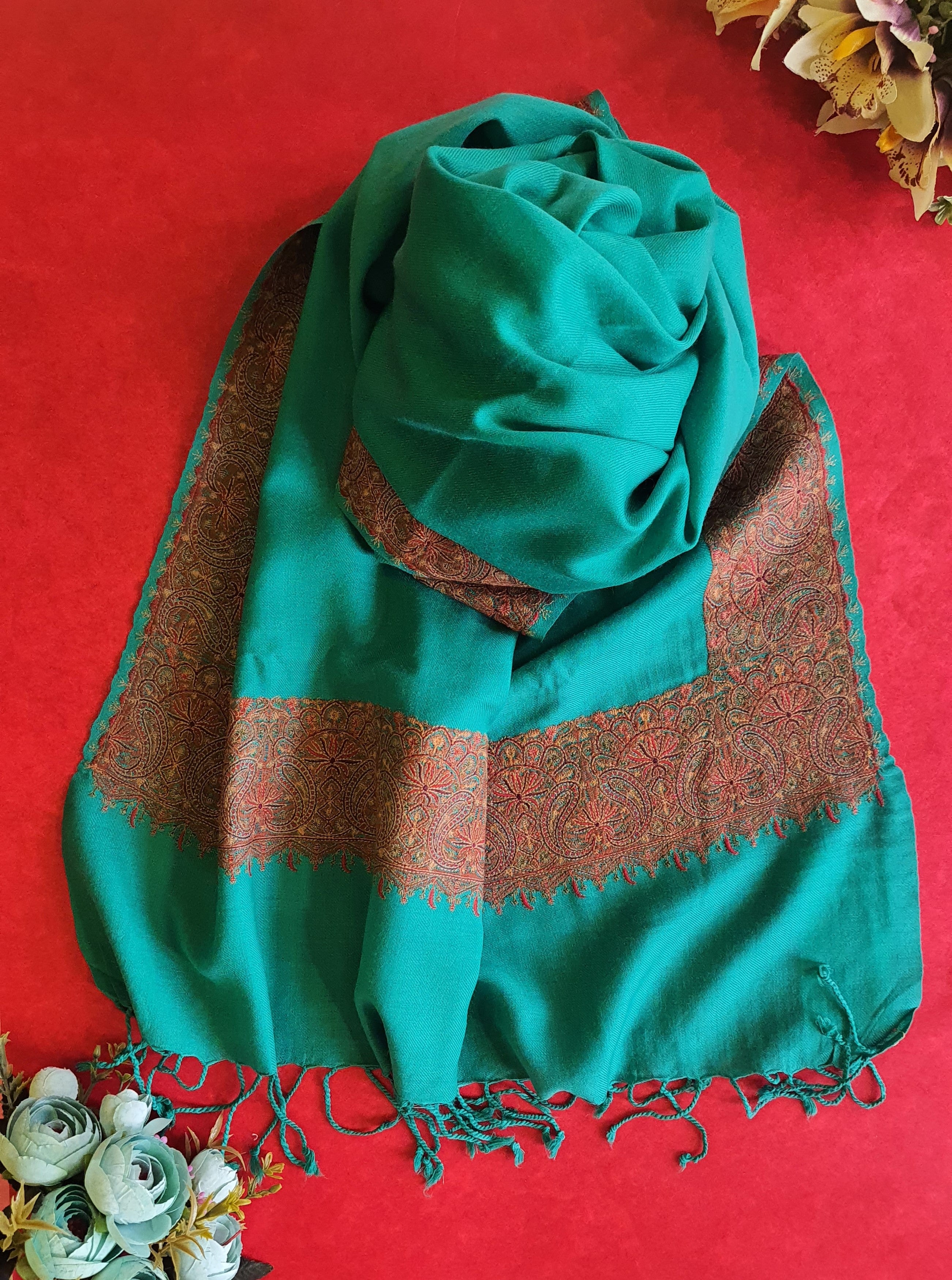 Women Pashmina Embroidered Teal