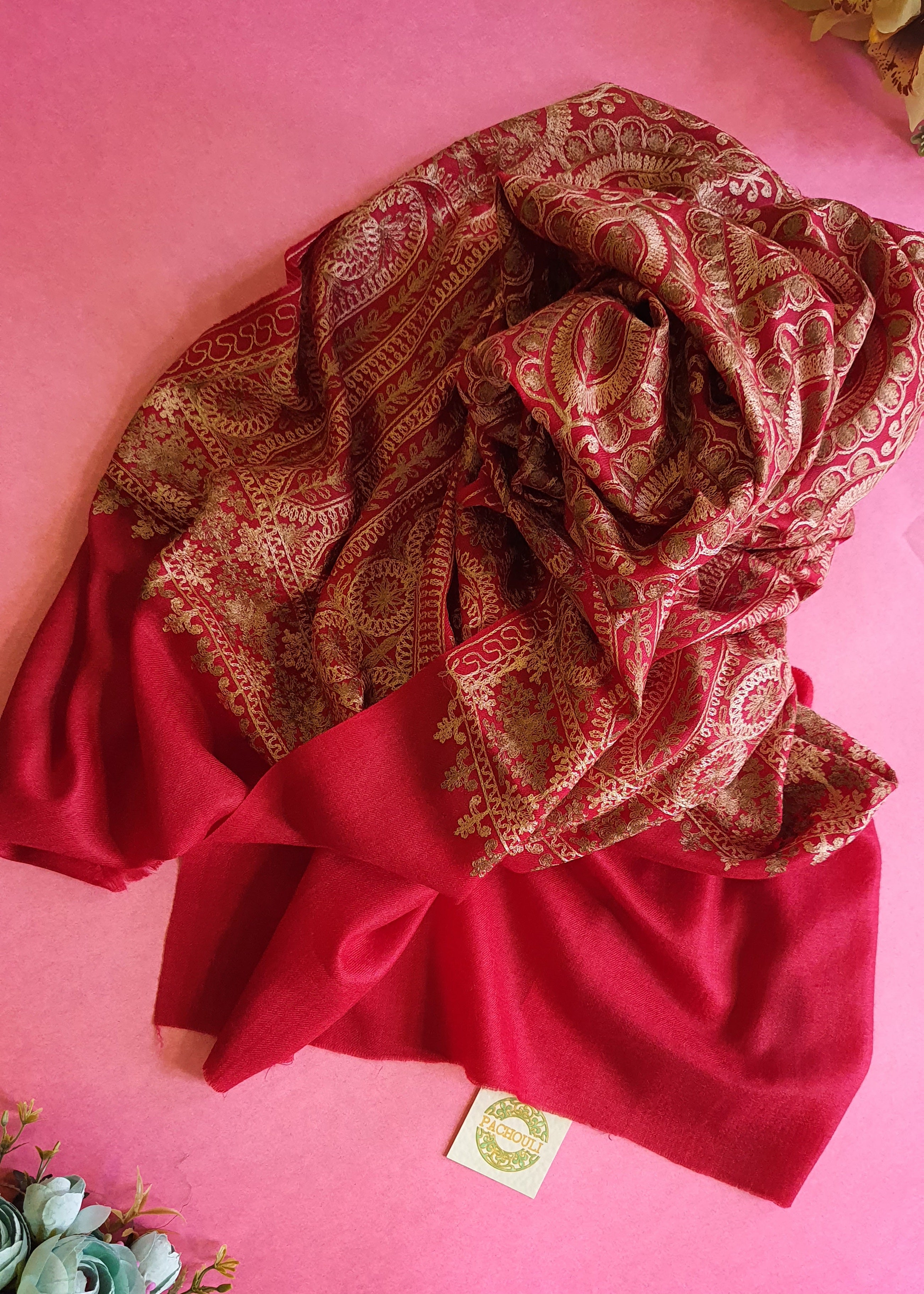 Women Pashmina Stole Traditional Red