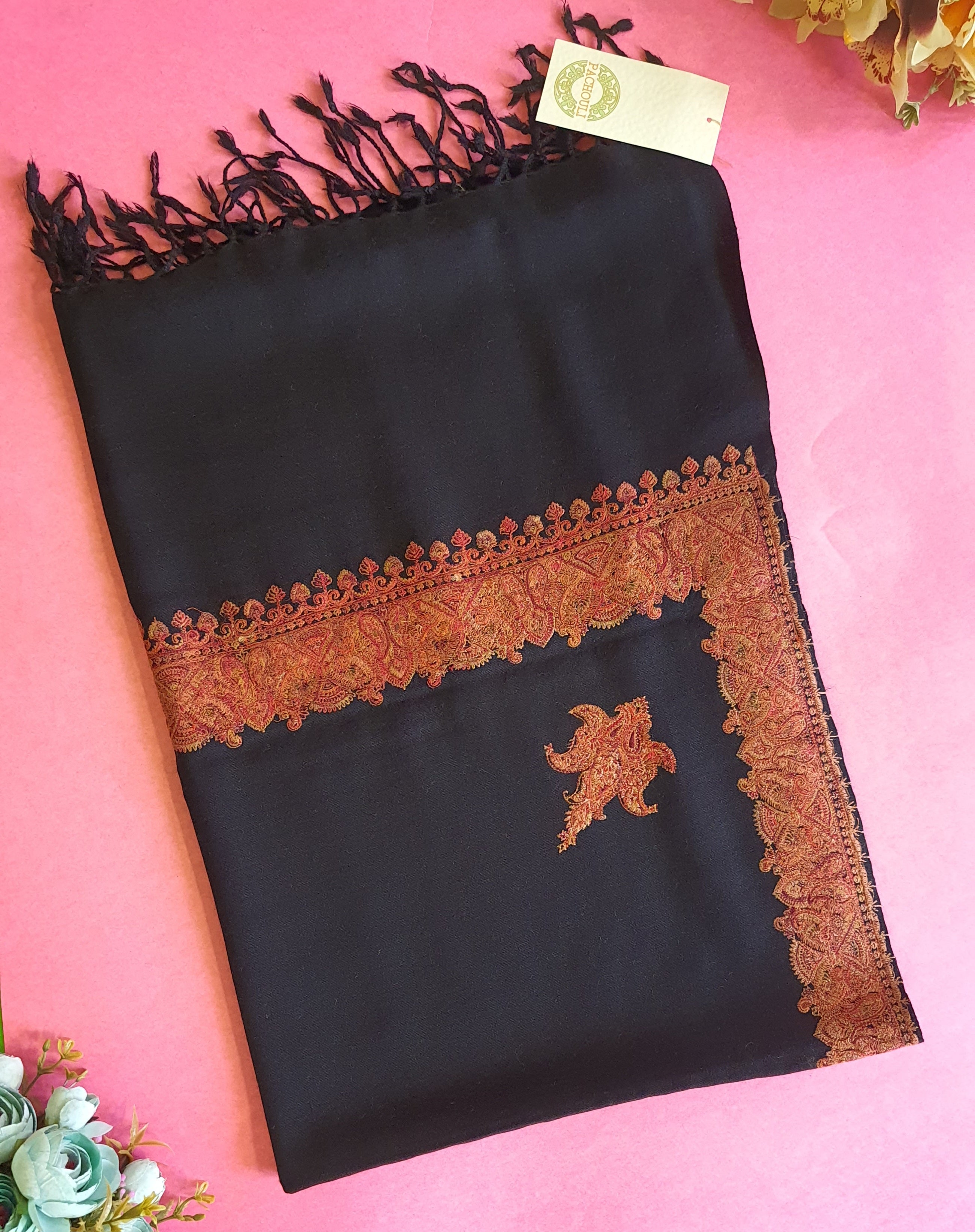 Women Pashmina Palla Buti Black