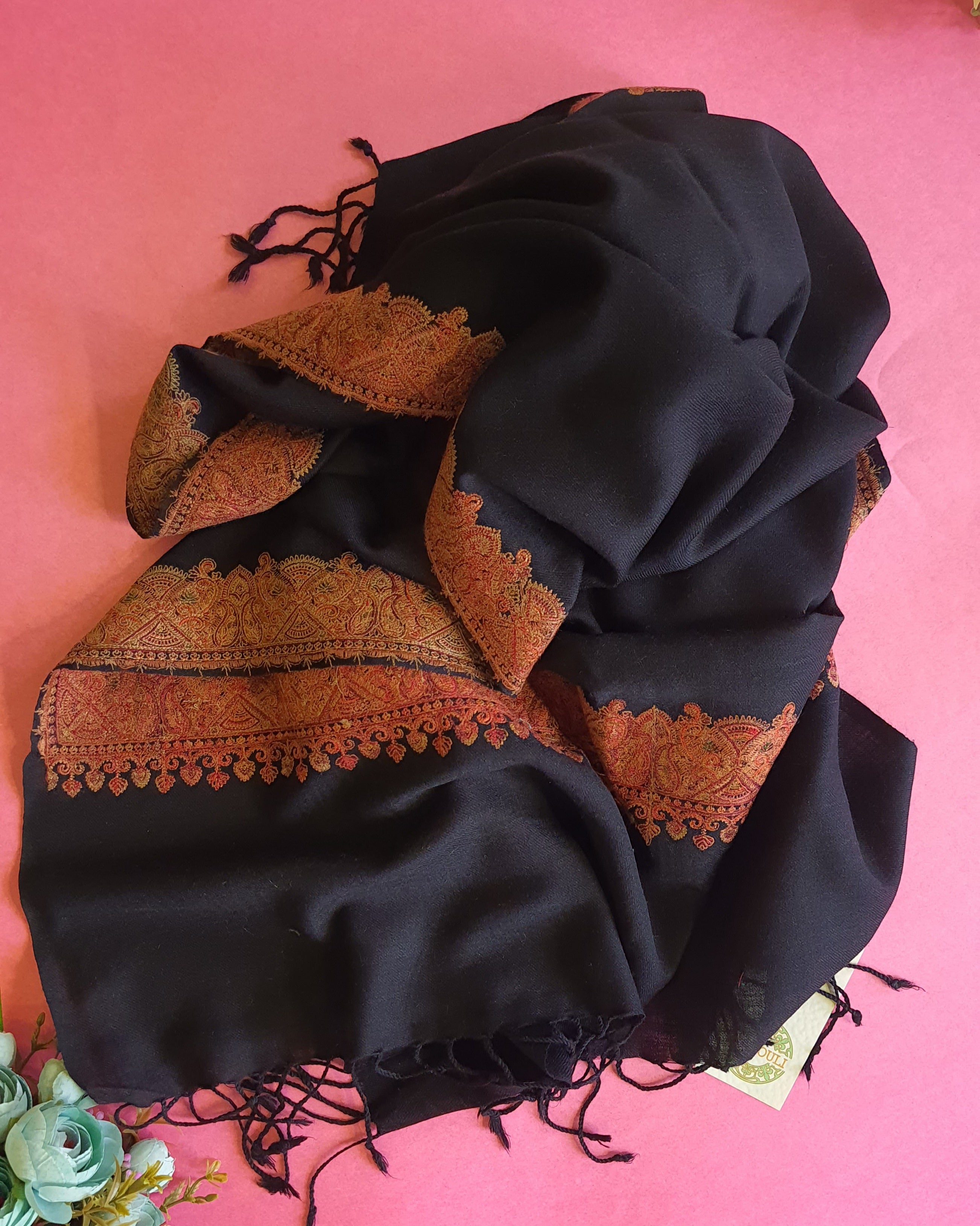 Women Pashmina Palla Buti Black